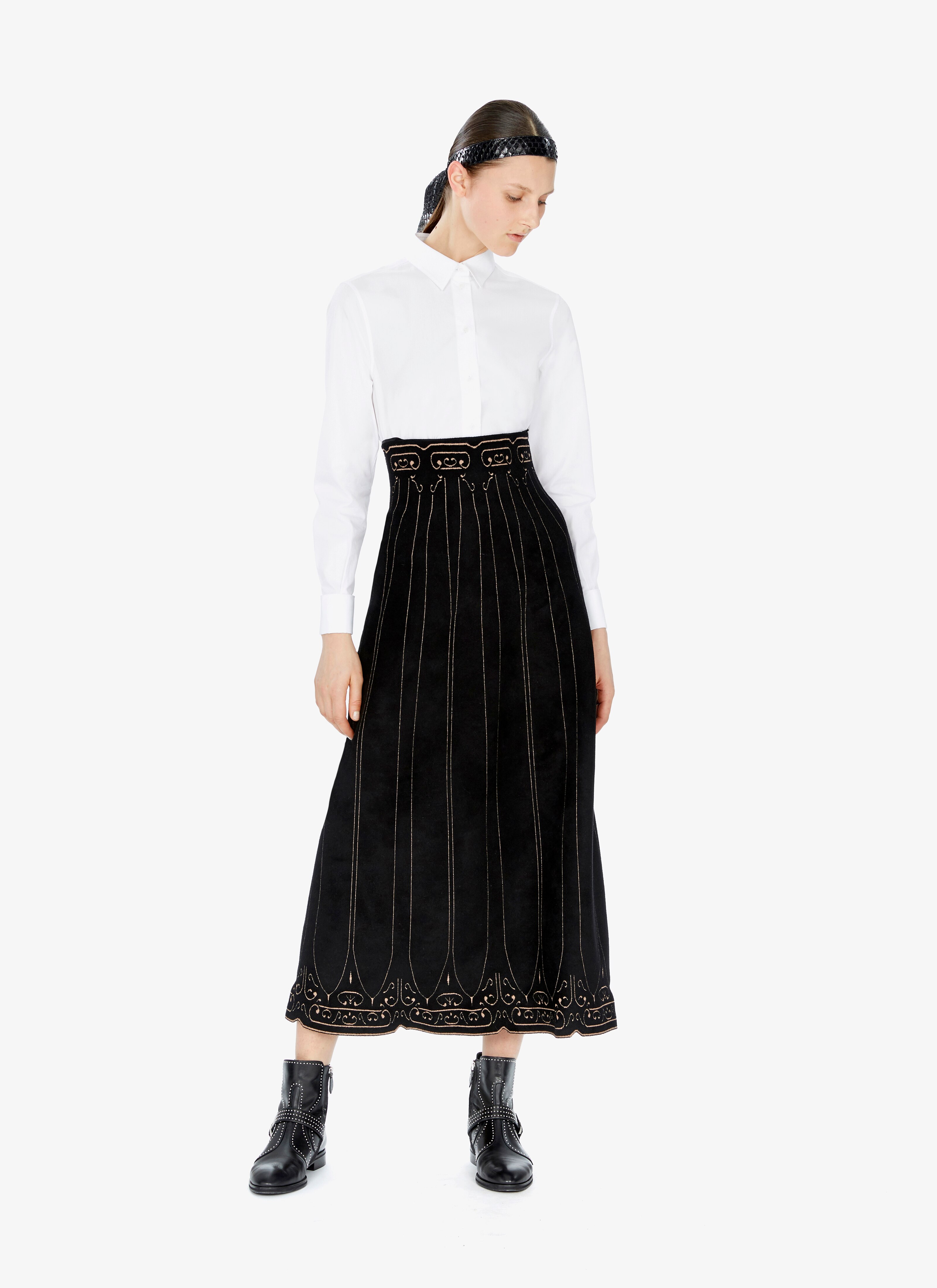 Wool-Blend Calligraphy Skirt Wool-Blend Calligraphy Skirt - maison-alaia.com