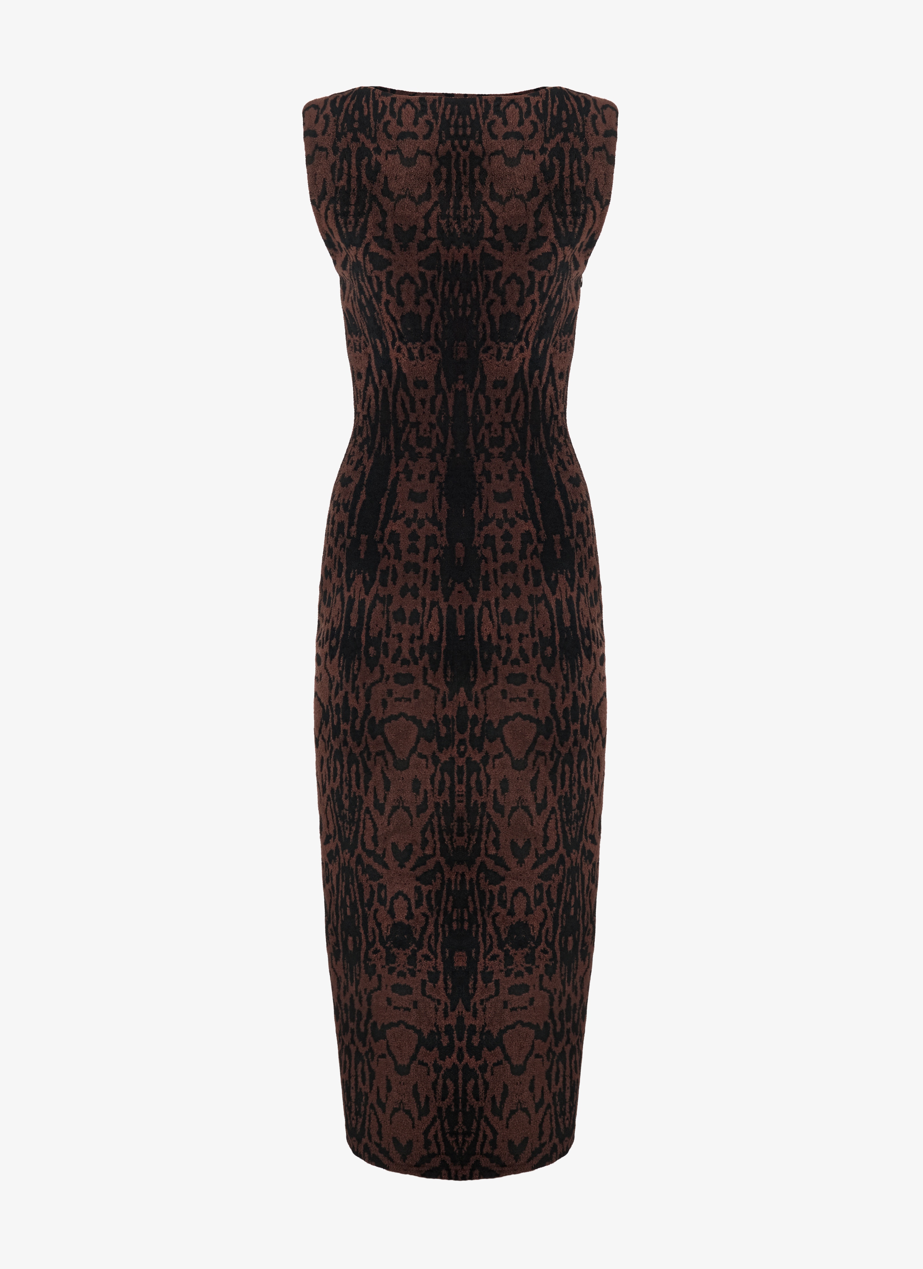 ALAÏA BLACK/BROWN  SLEEVELESS DRESS PANTERA BLACK/BRUN