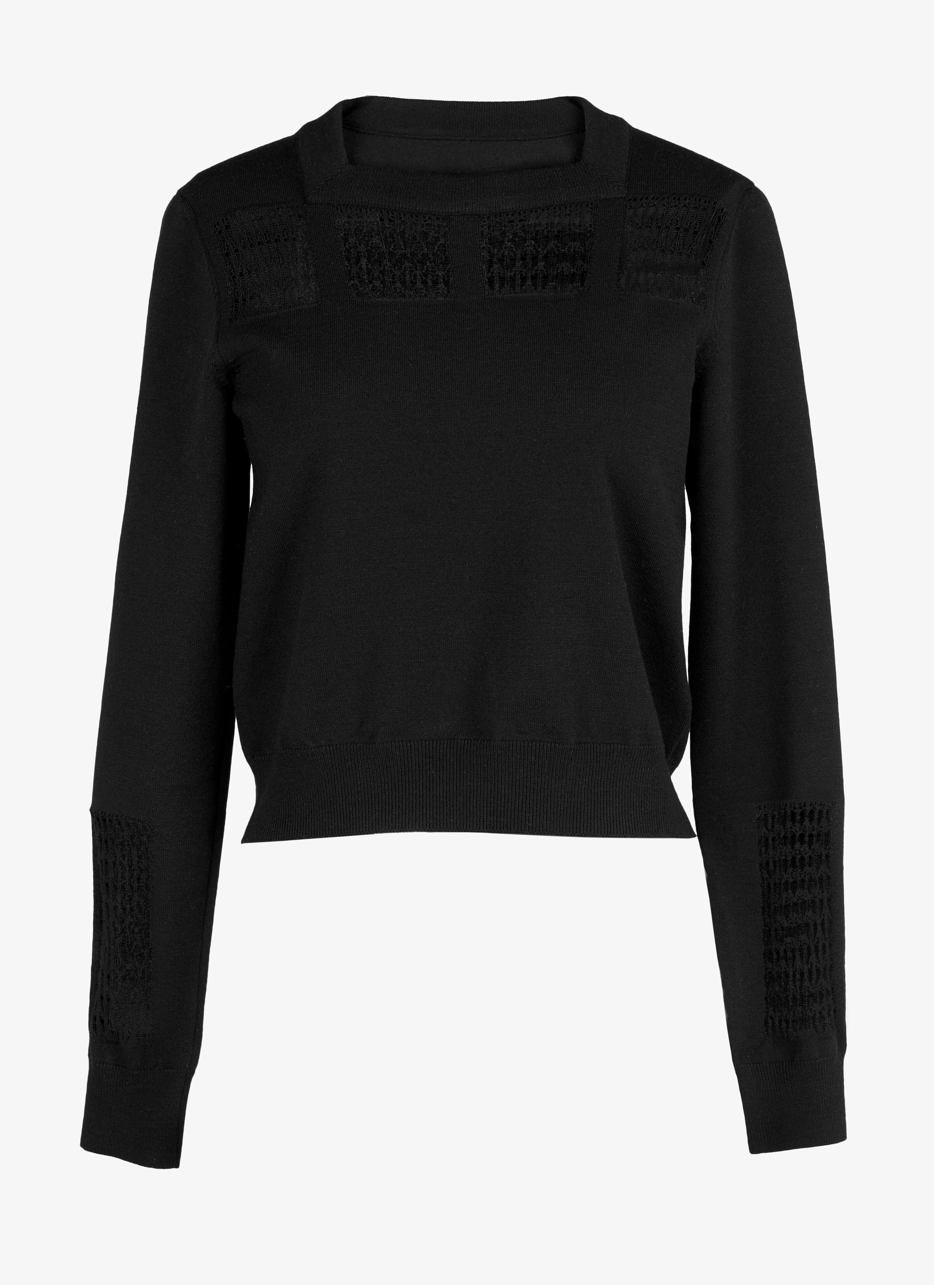 ALAÏA BLACK  LONG SLEEVE SWEATER FINESTRELLE BLACK