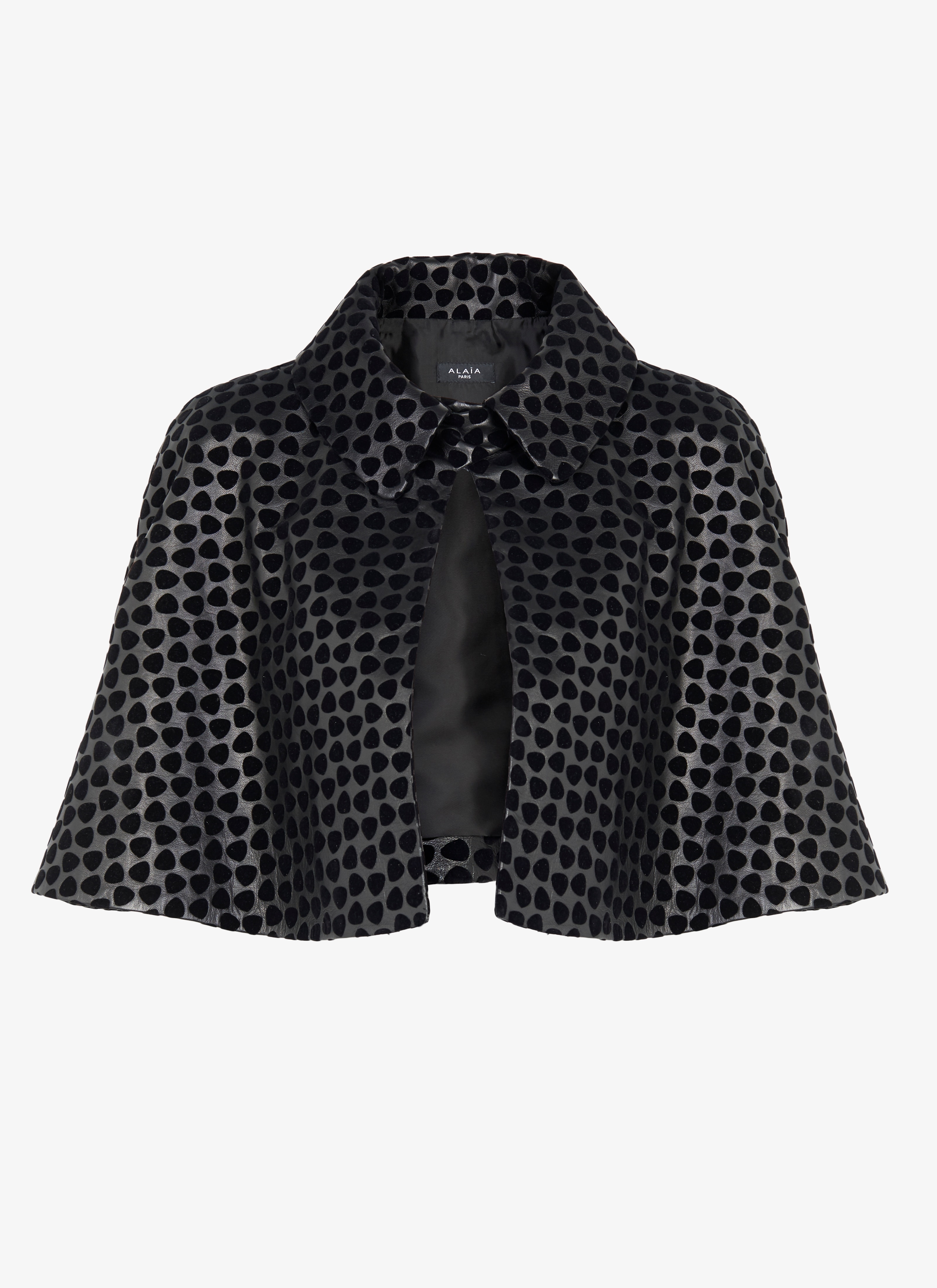 ALAÏA BLACK CROPPED LAMBSKIN CAPE