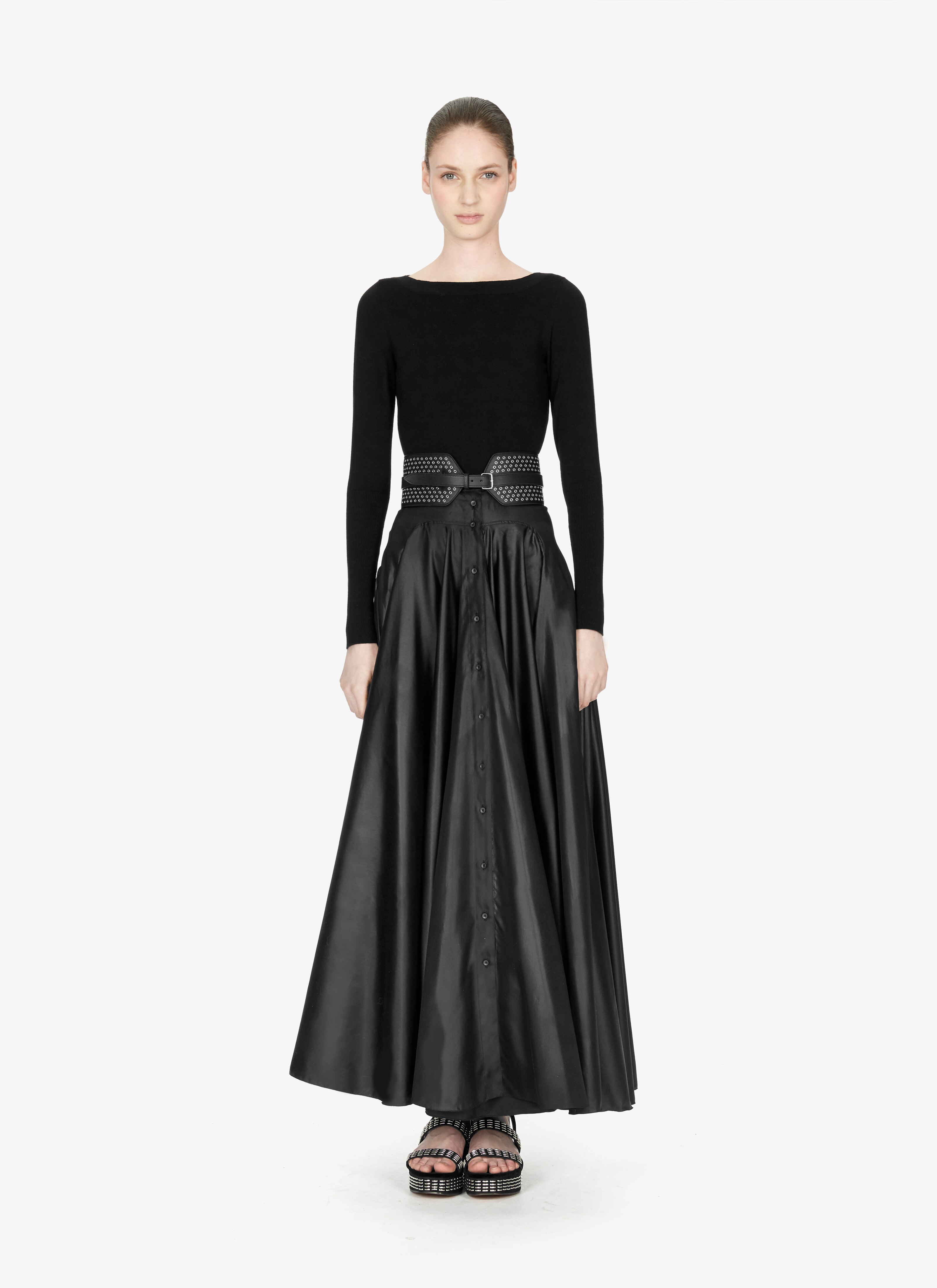 Long Silk Taffeta Gathered Skirt Long Silk Taffeta Gathered Skirt - maison-alaia.com