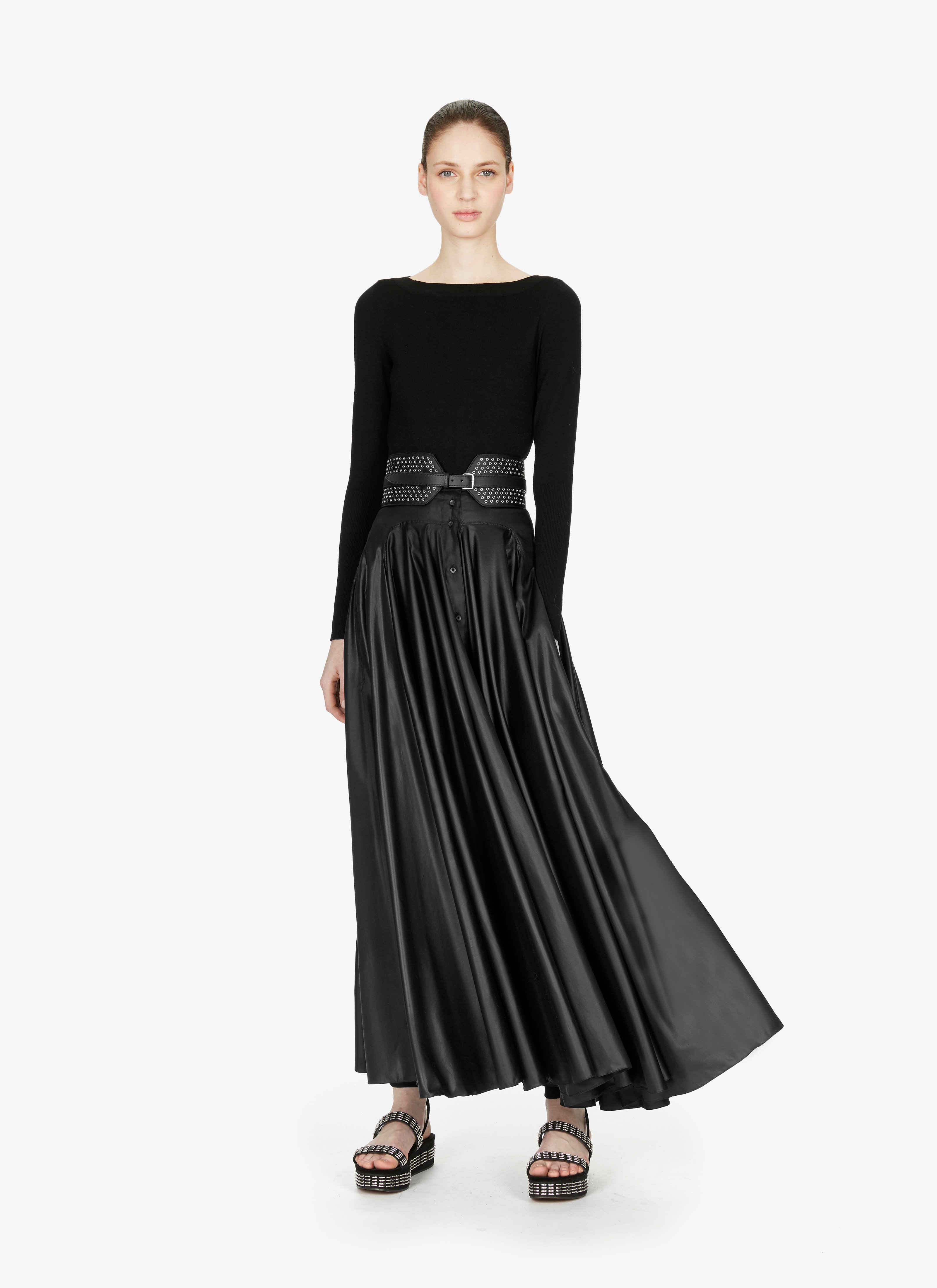 Long Silk Taffeta Gathered Skirt Long Silk Taffeta Gathered Skirt - maison-alaia.com