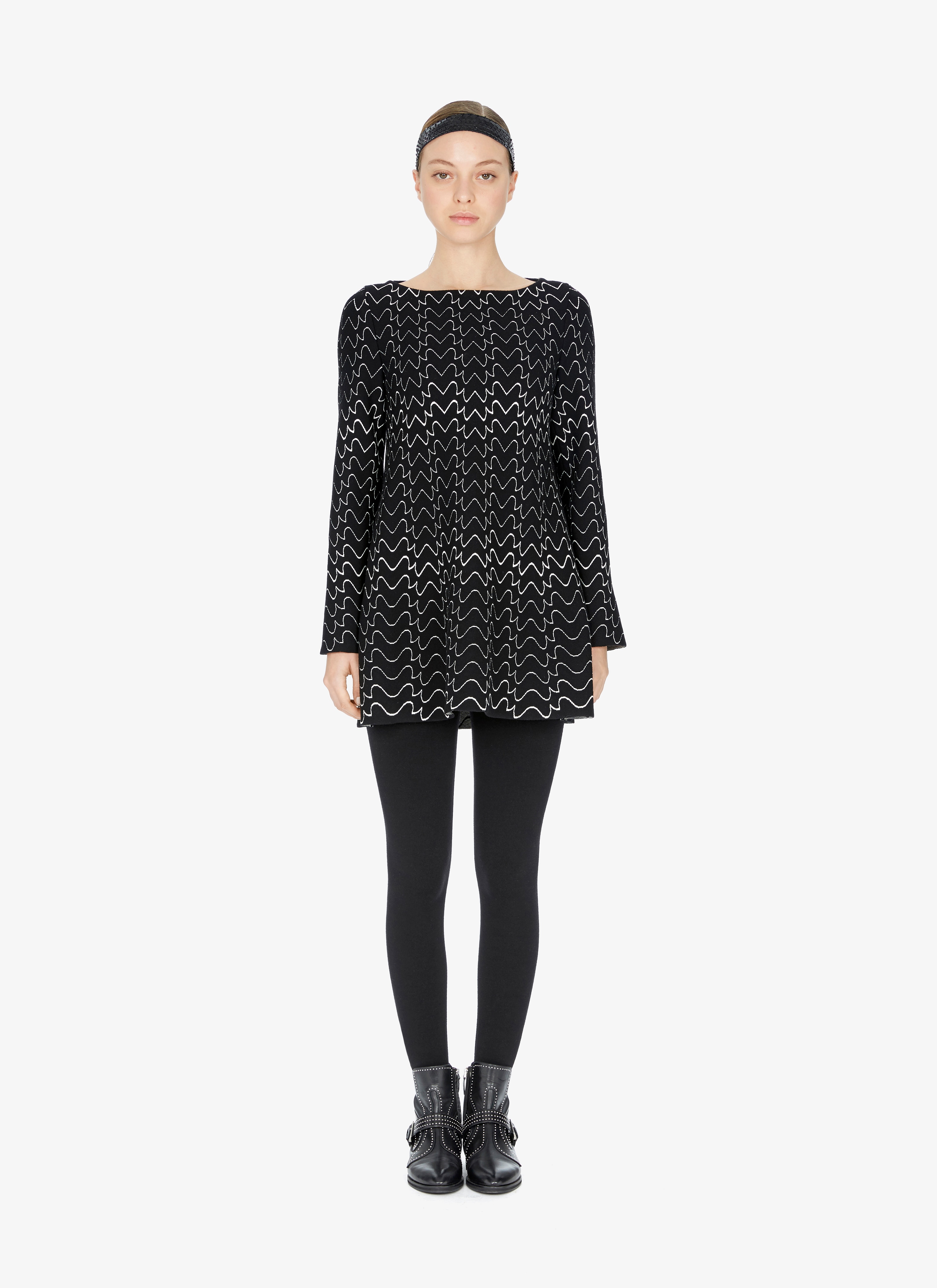 Wool-Blend Wave-Motif Smock Dress Wool-Blend Wave-Motif Smock Dress - maison-alaia.com