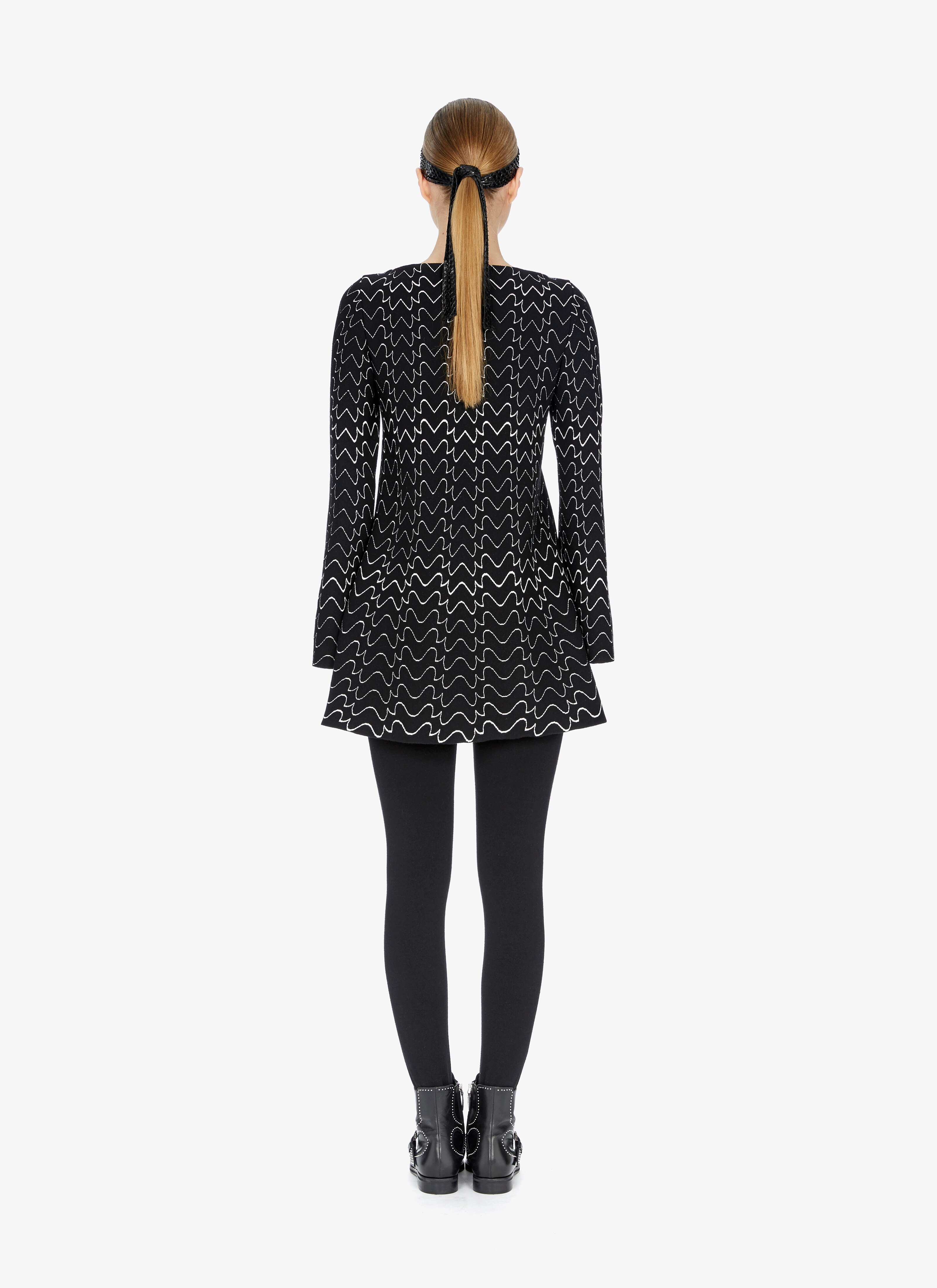 Wool-Blend Wave-Motif Smock Dress Wool-Blend Wave-Motif Smock Dress - maison-alaia.com