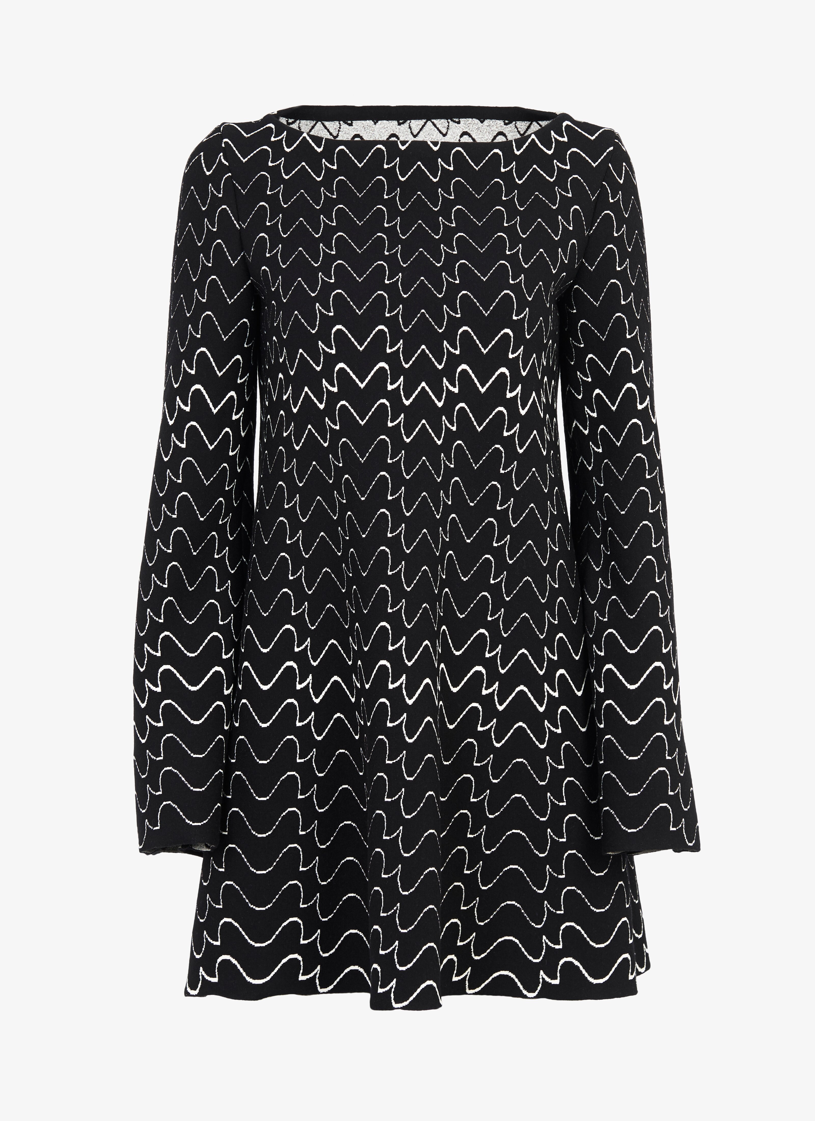 ALAÏA BLACK/WHITE LONG SLEEVE TUNIC FILIGRANE BLACK/WHITE