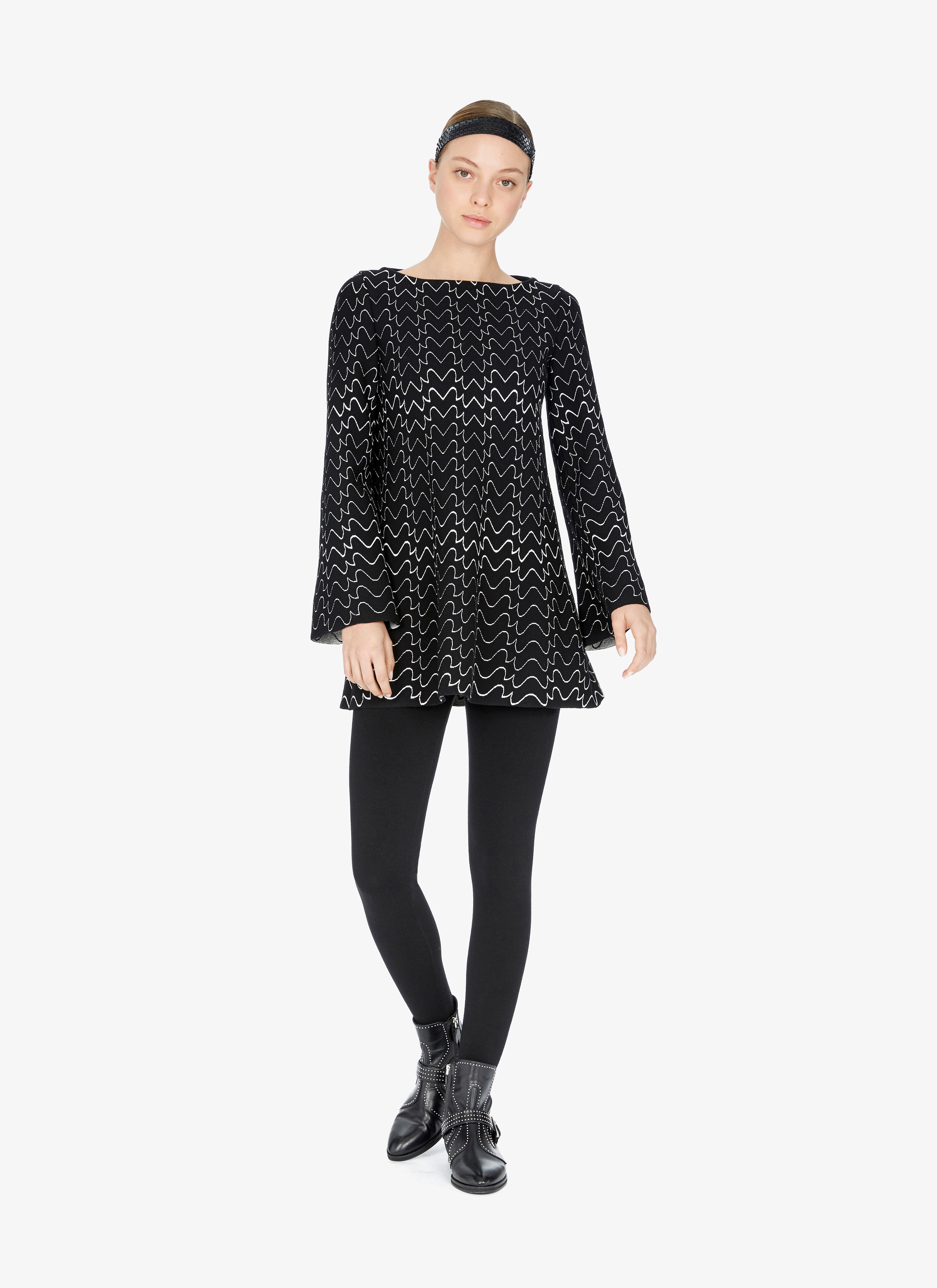 Wool-Blend Wave-Motif Smock Dress Wool-Blend Wave-Motif Smock Dress - maison-alaia.com