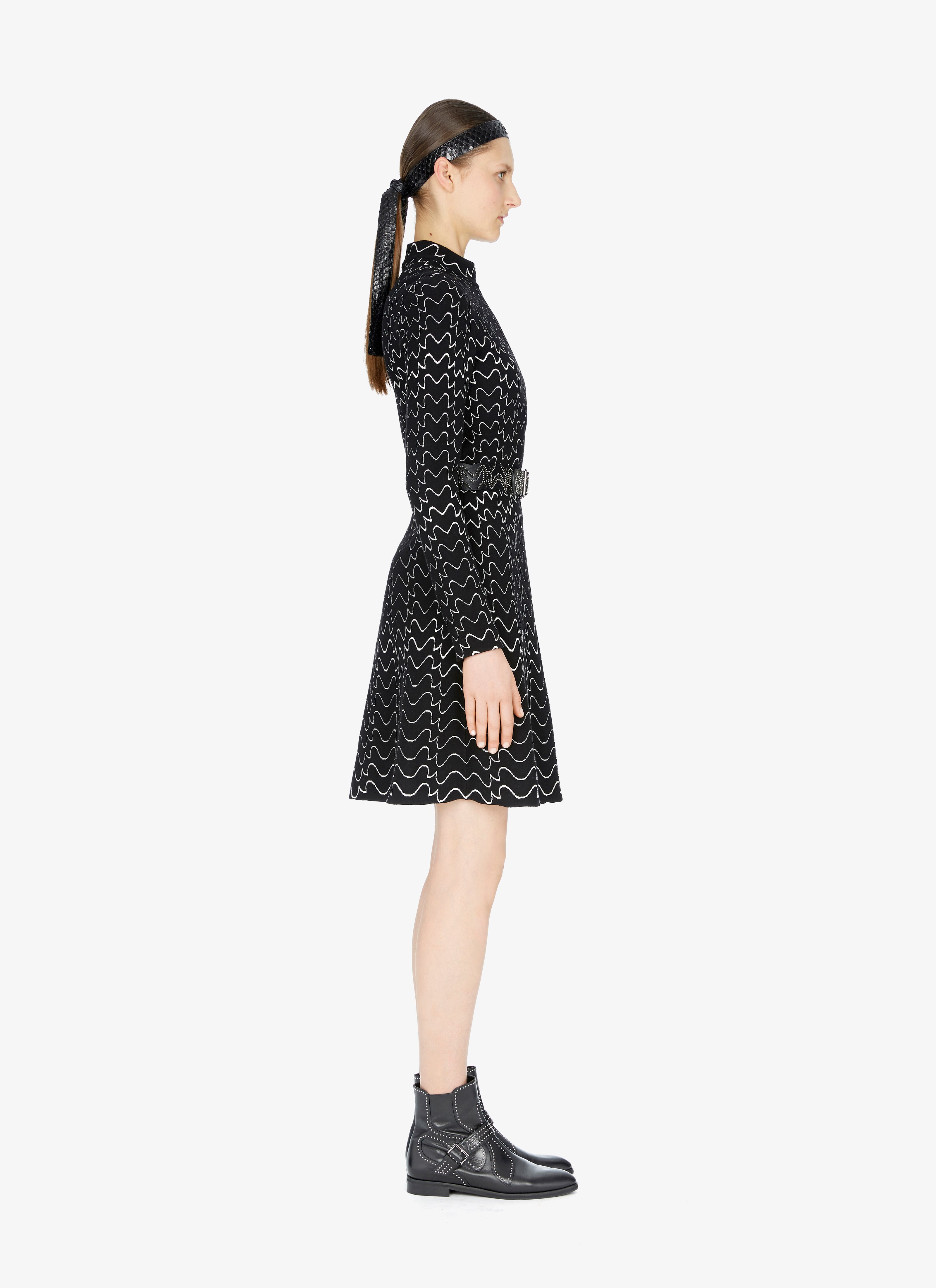 Wool-Blend Wave-Motif Dress Wool-Blend Wave-Motif Dress - maison-alaia.com