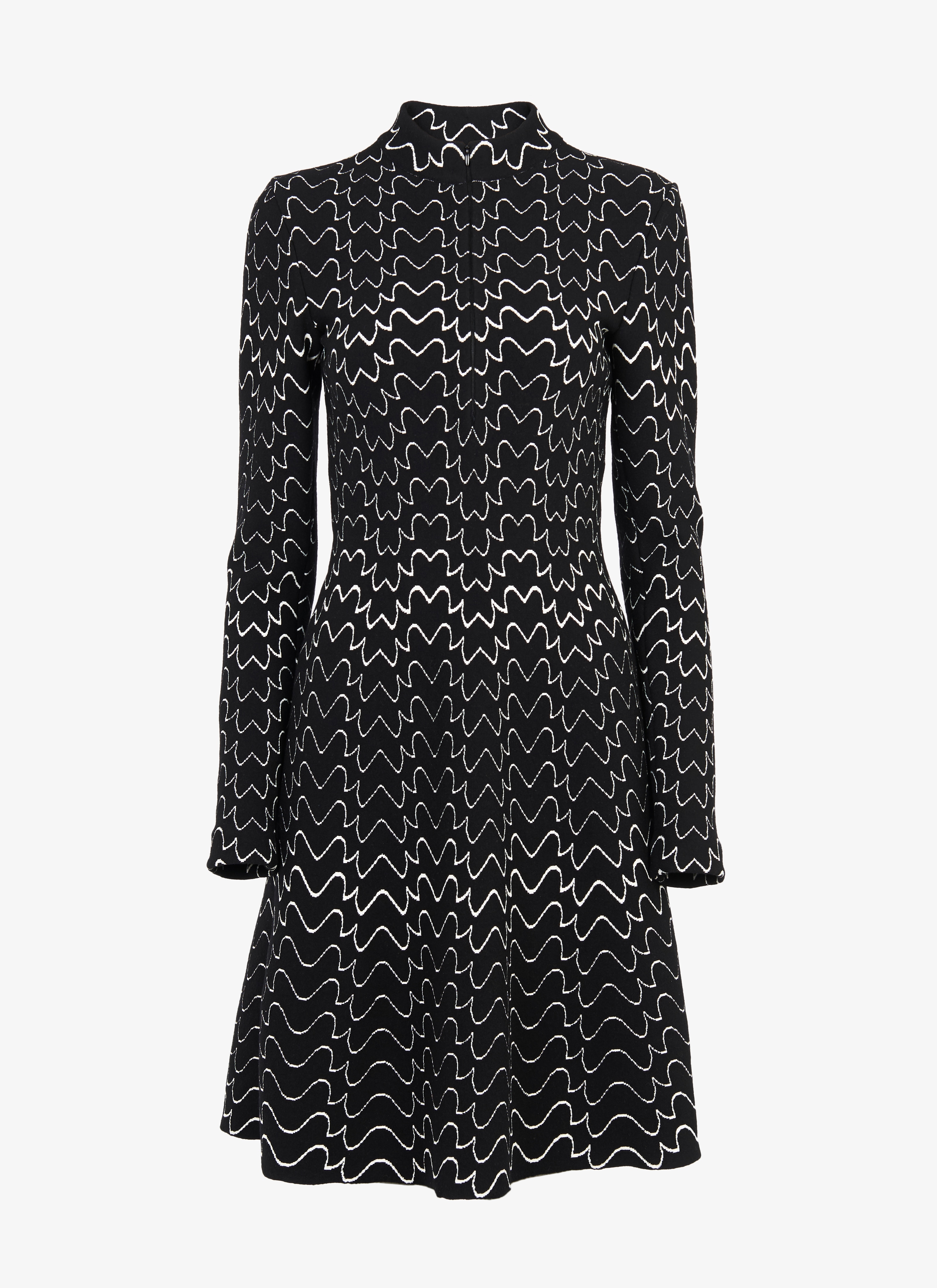 ALAÏA BLACK/WHITE  LONG SLEEVE DRESS FILIGRANE BLACK/WHITE