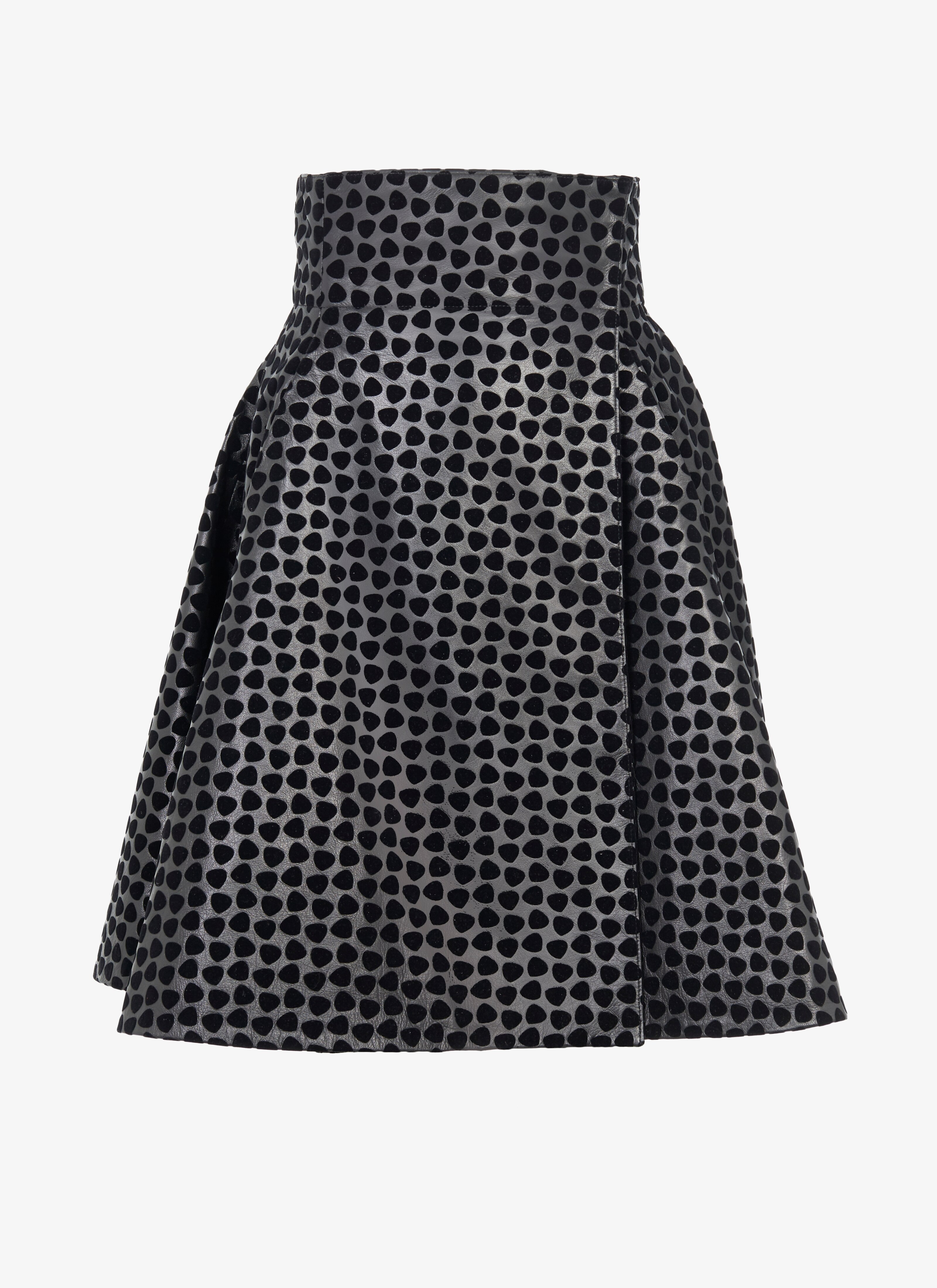 ALAÏA BLACK WRAP-FRONT LAMBSKIN SKIRT