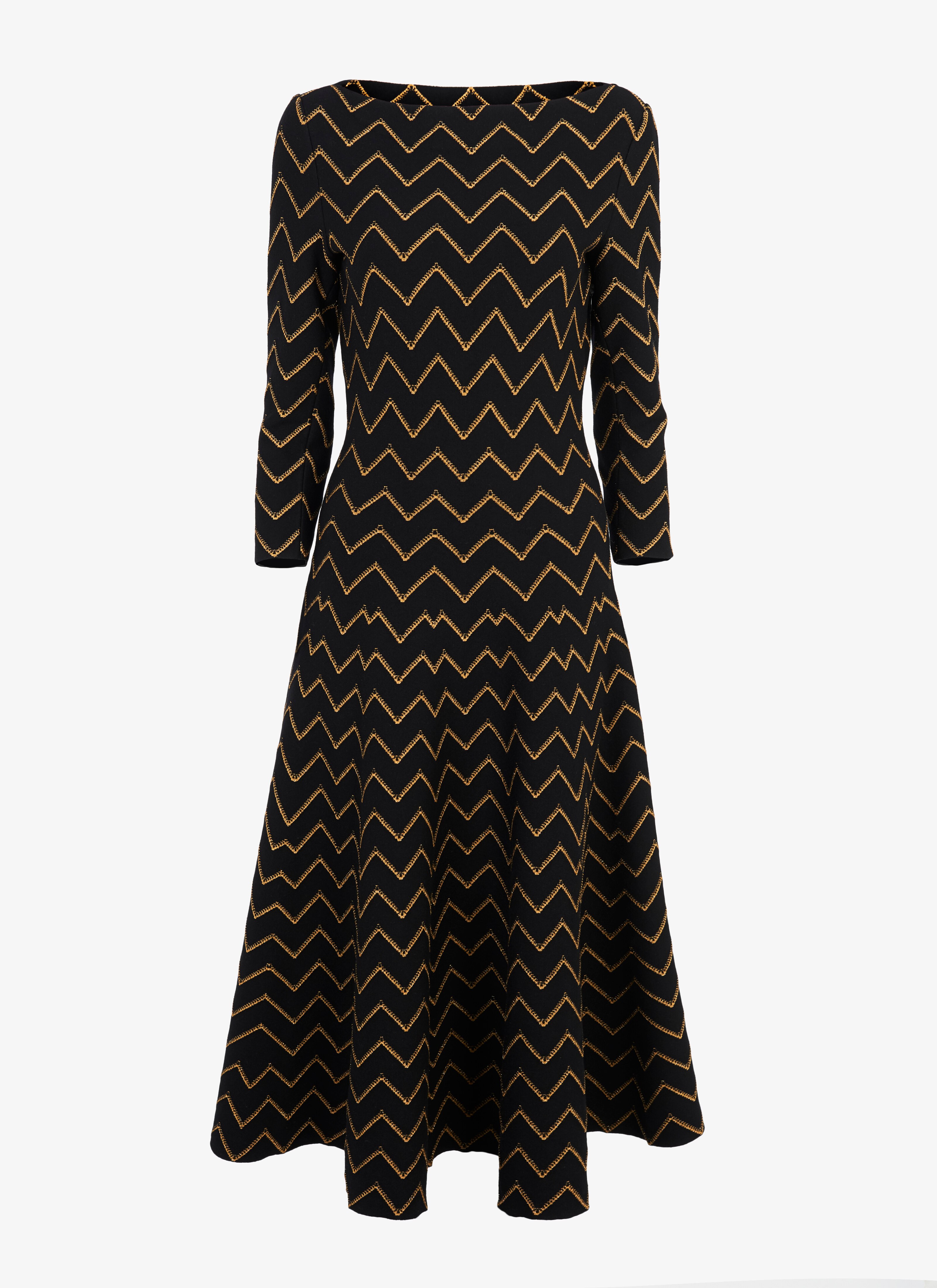ALAÏA BLACK/GOLD  LONG SLEEVE DRESS NAZARE BLACK/OR
