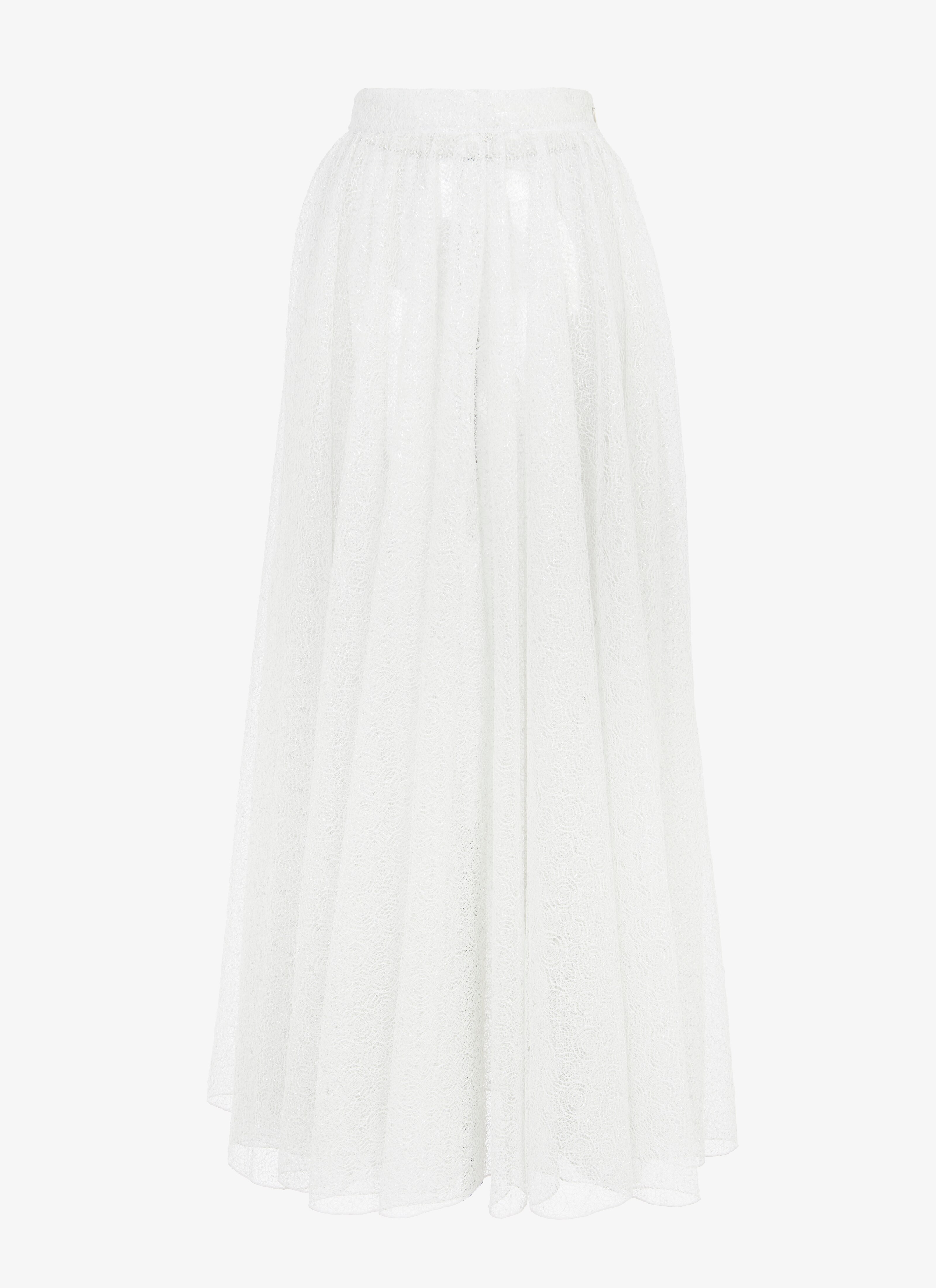 ALAÏA JUPE EFFET TOILE TRANSPARENTE ARGENT