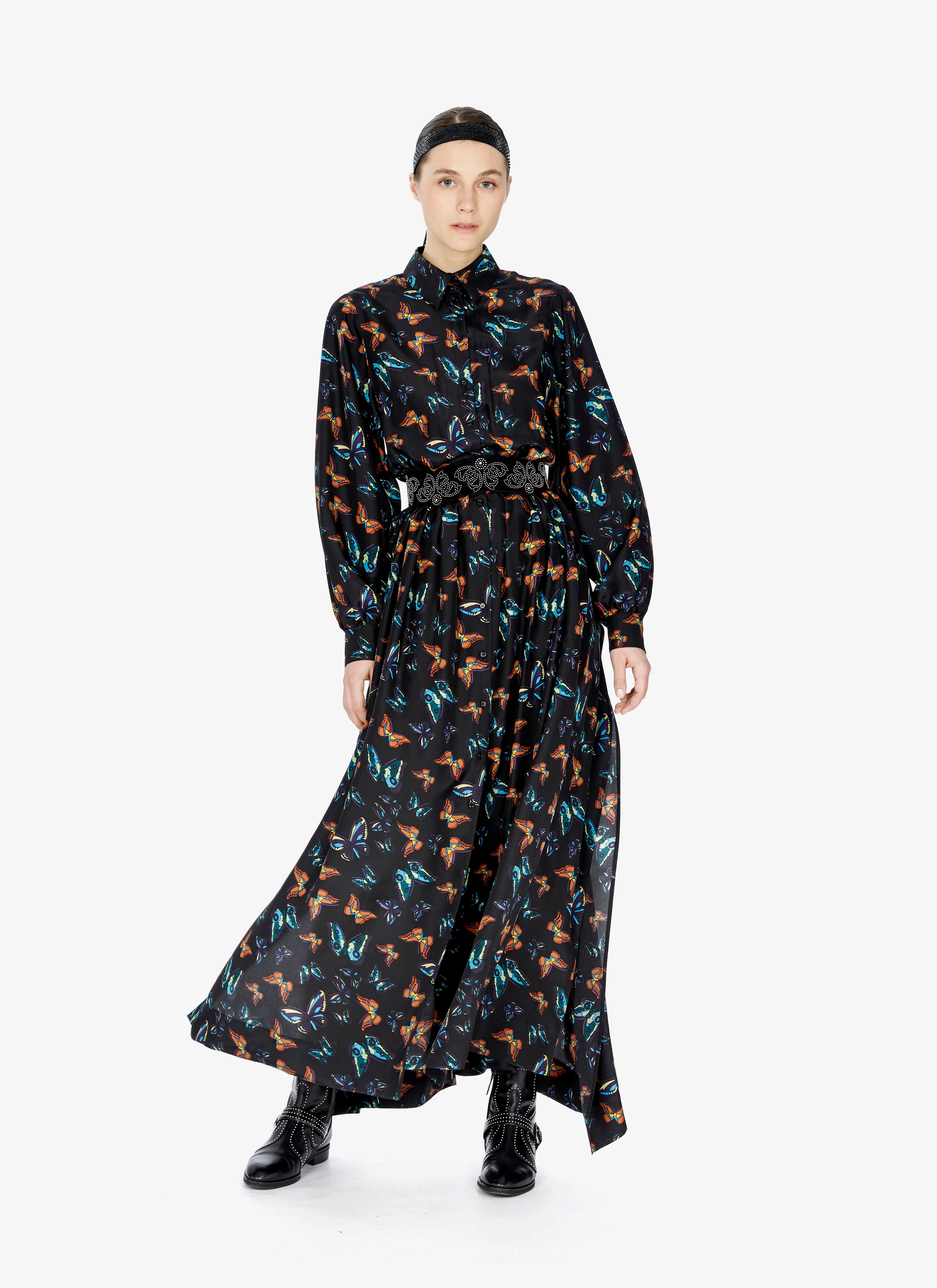 Long Silk Butterfly Dress Long Silk Butterfly Dress - maison-alaia.com