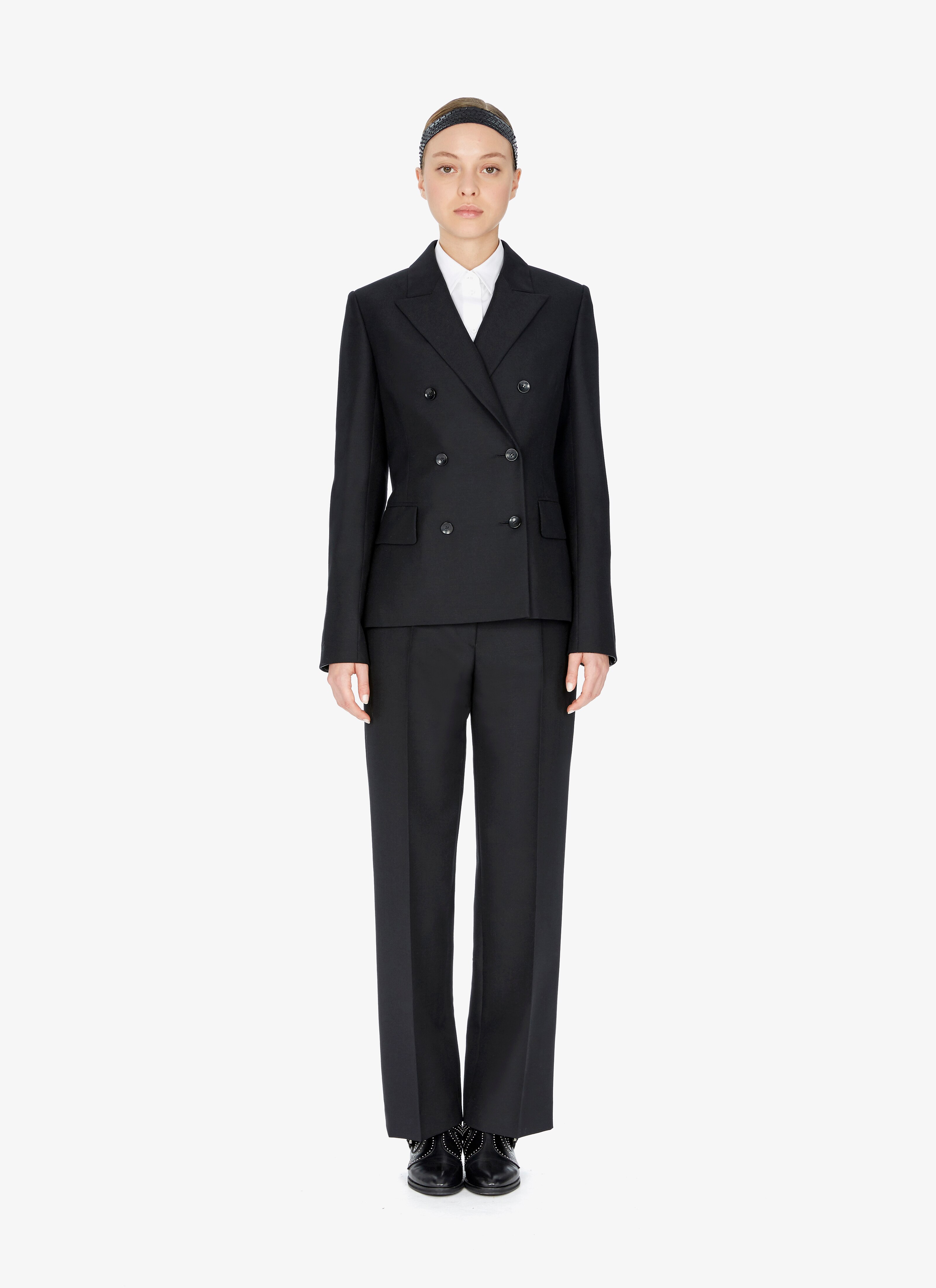 Wool-Blend Double-Breasted Blazer Wool-Blend Double-Breasted Blazer - maison-alaia.com