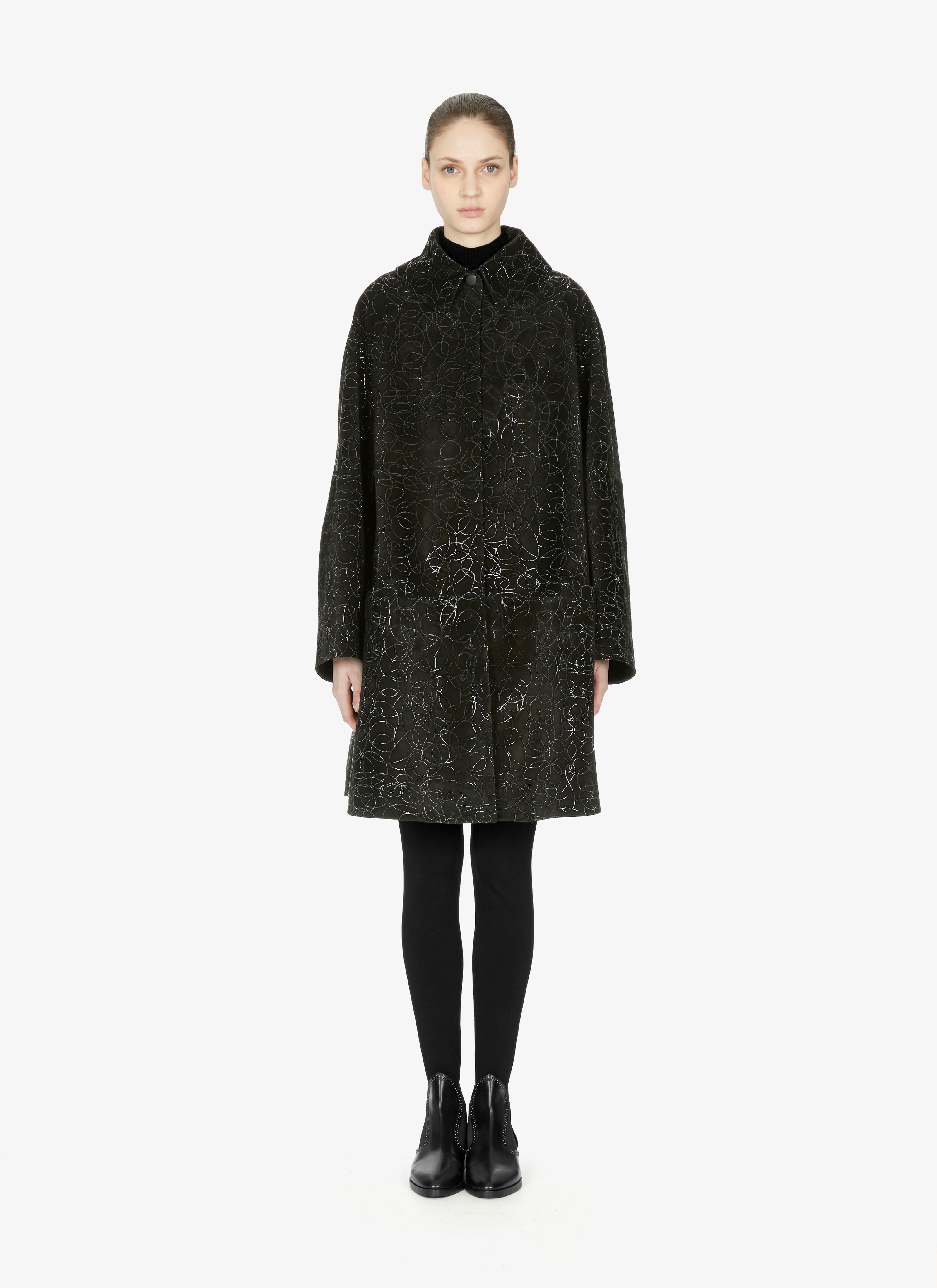 Suede Abstract Cape Coat Suede Abstract Cape Coat - maison-alaia.com