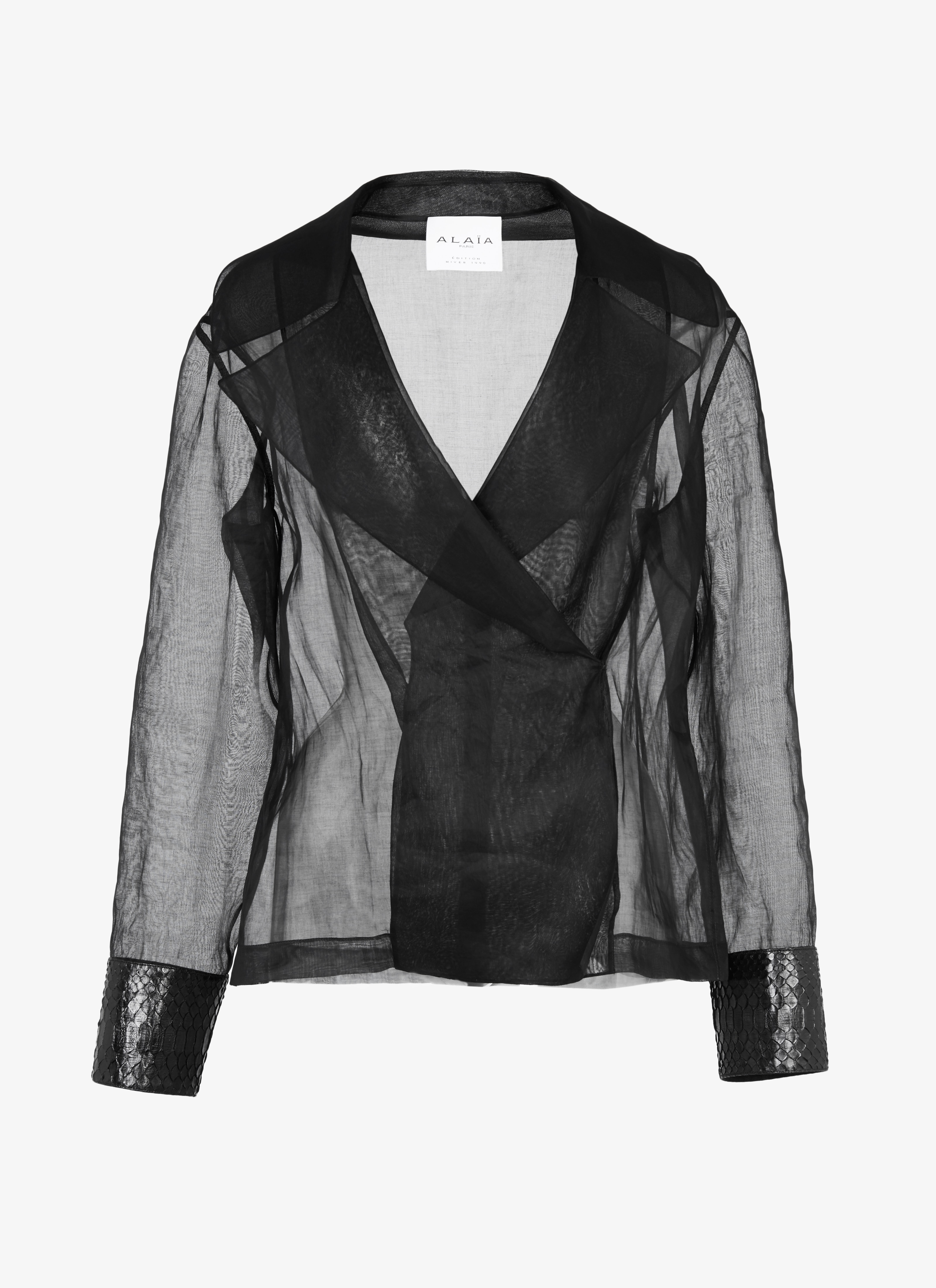 ALAÏA  ALAÏA EDITION 1990 ORGANZA AND PYTHON WRAP-EFFECT SHIRT
