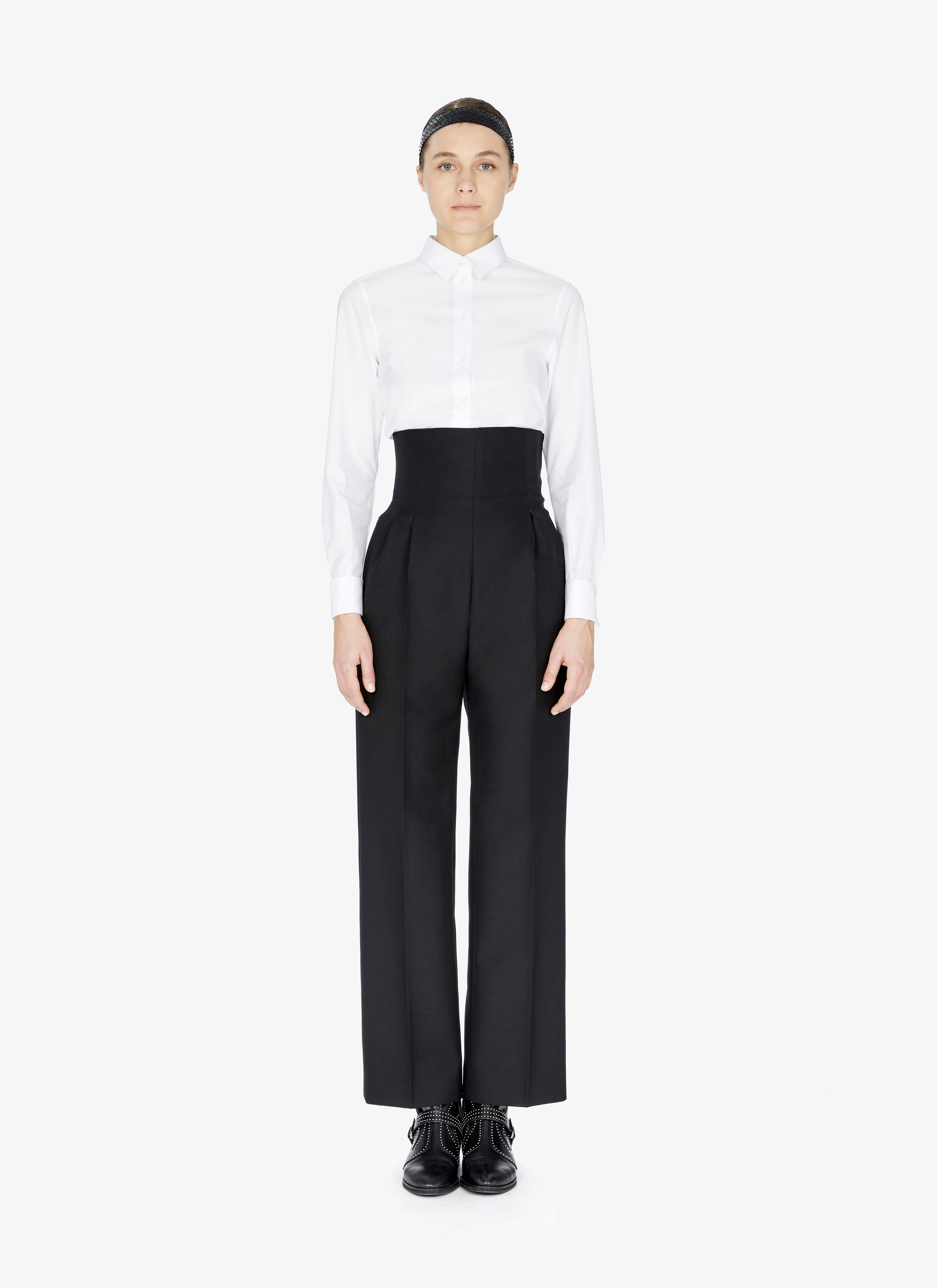 High-Rise Wool-Blend Dress Pant High-Rise Wool-Blend Dress Pant - maison-alaia.com