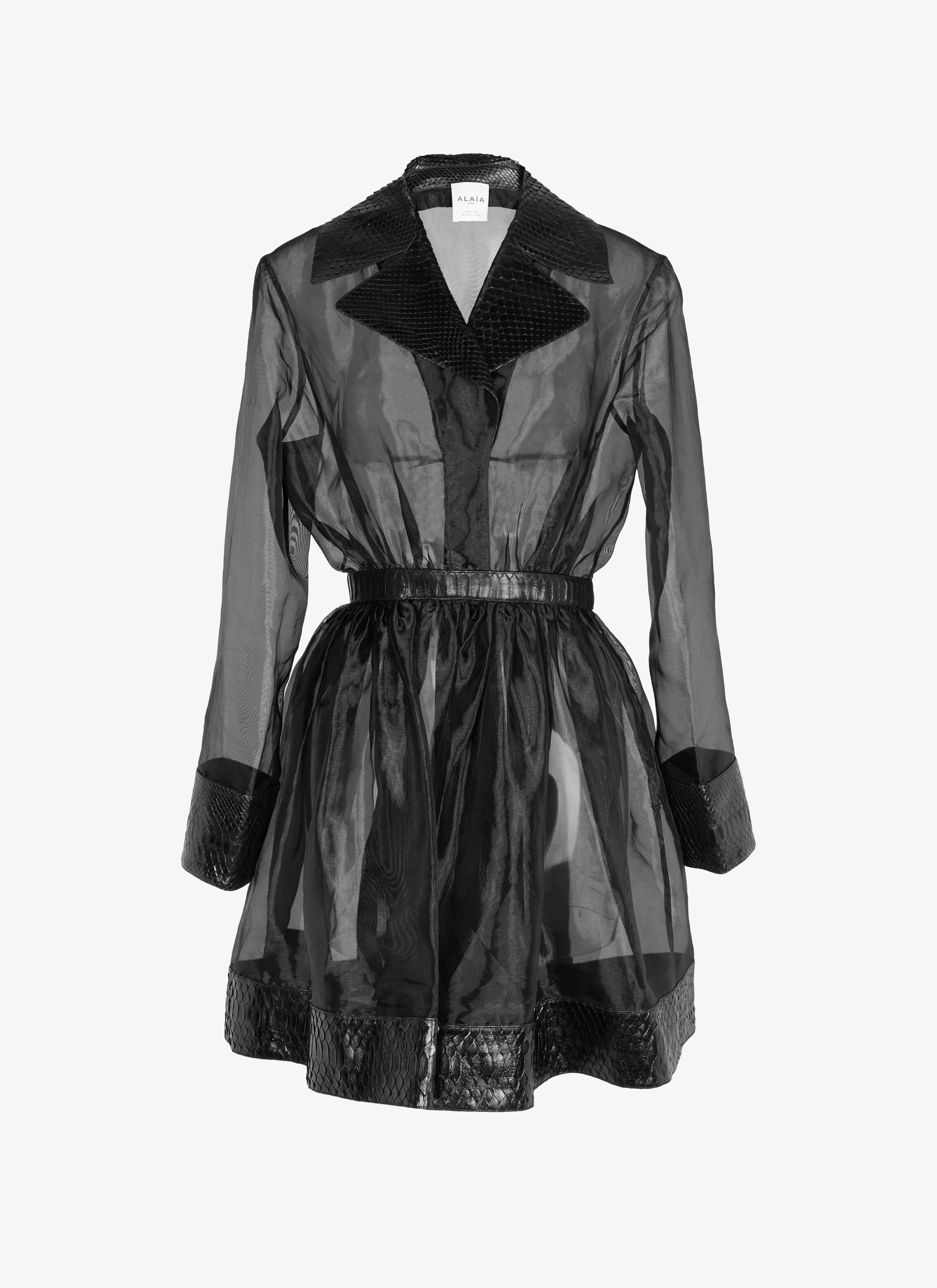 ALAÏA BLACK ALAÏA EDITION 1990 ORGANZA AND PYTHON WRAP-EFFECT DRESS
