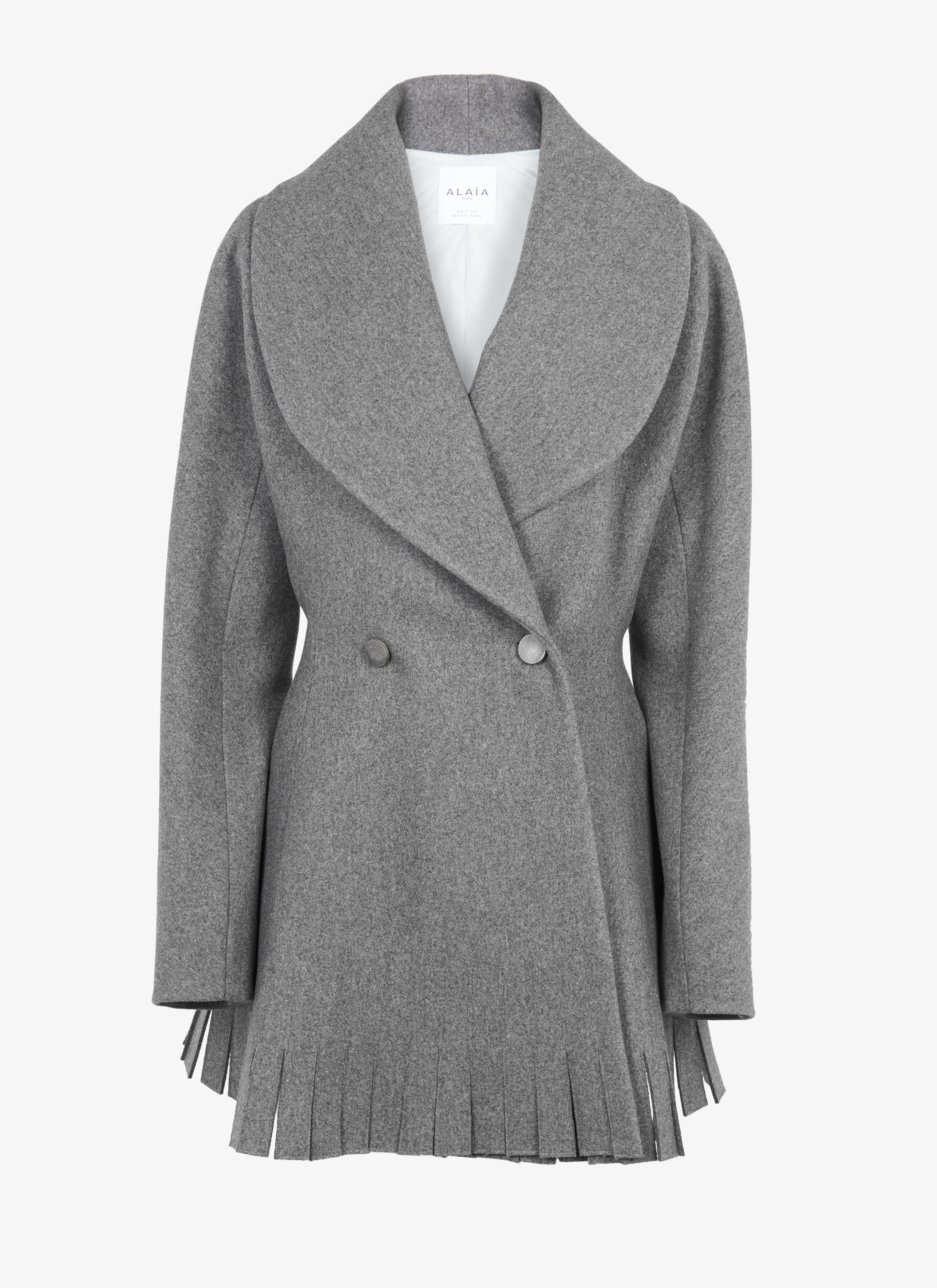 ALAÏA GRAY LONG JACKET DRAP VIF GREY