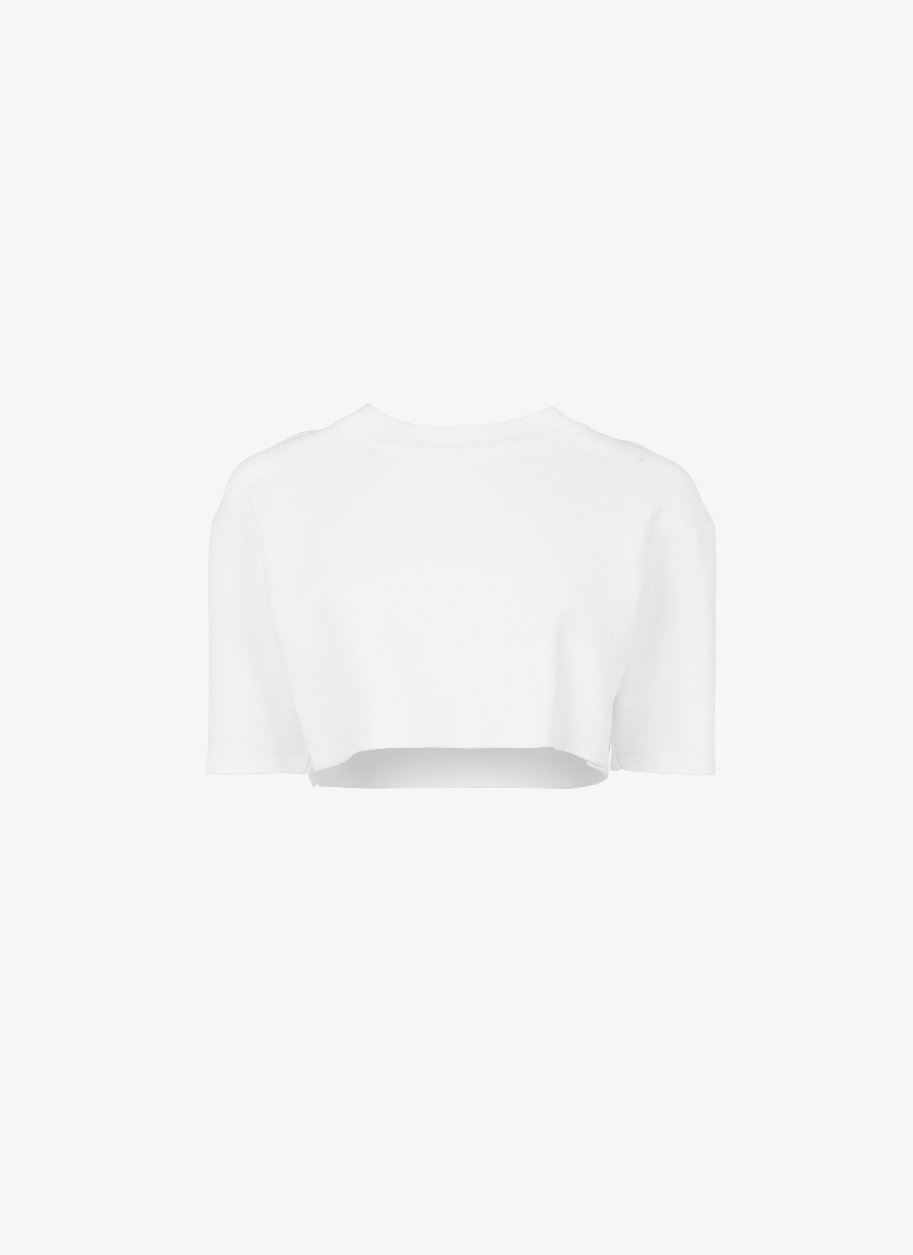 ALAÏA WHITE HALF-SLEEVED CROP TOP