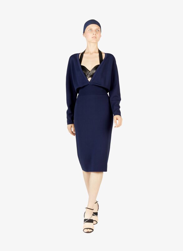 Alaïa Edition 1988 Abito A Tubino A Maniche Lunghe  ALAÏA ALAÏA EDITION 1988 ABITO A TUBINO A MANICHE LUNGHE  BLU NOTTE