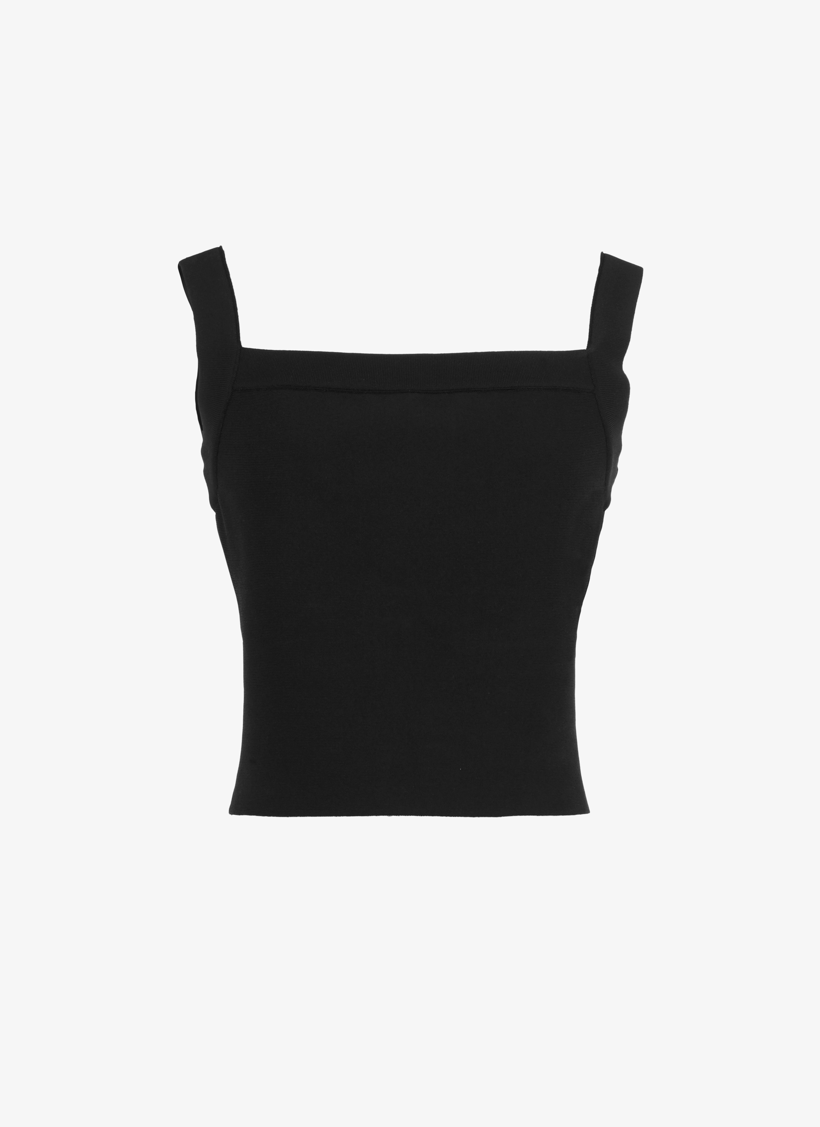ALAÏA NOIR TOP SANS MANCHES À ENCOLURE CARRÉE