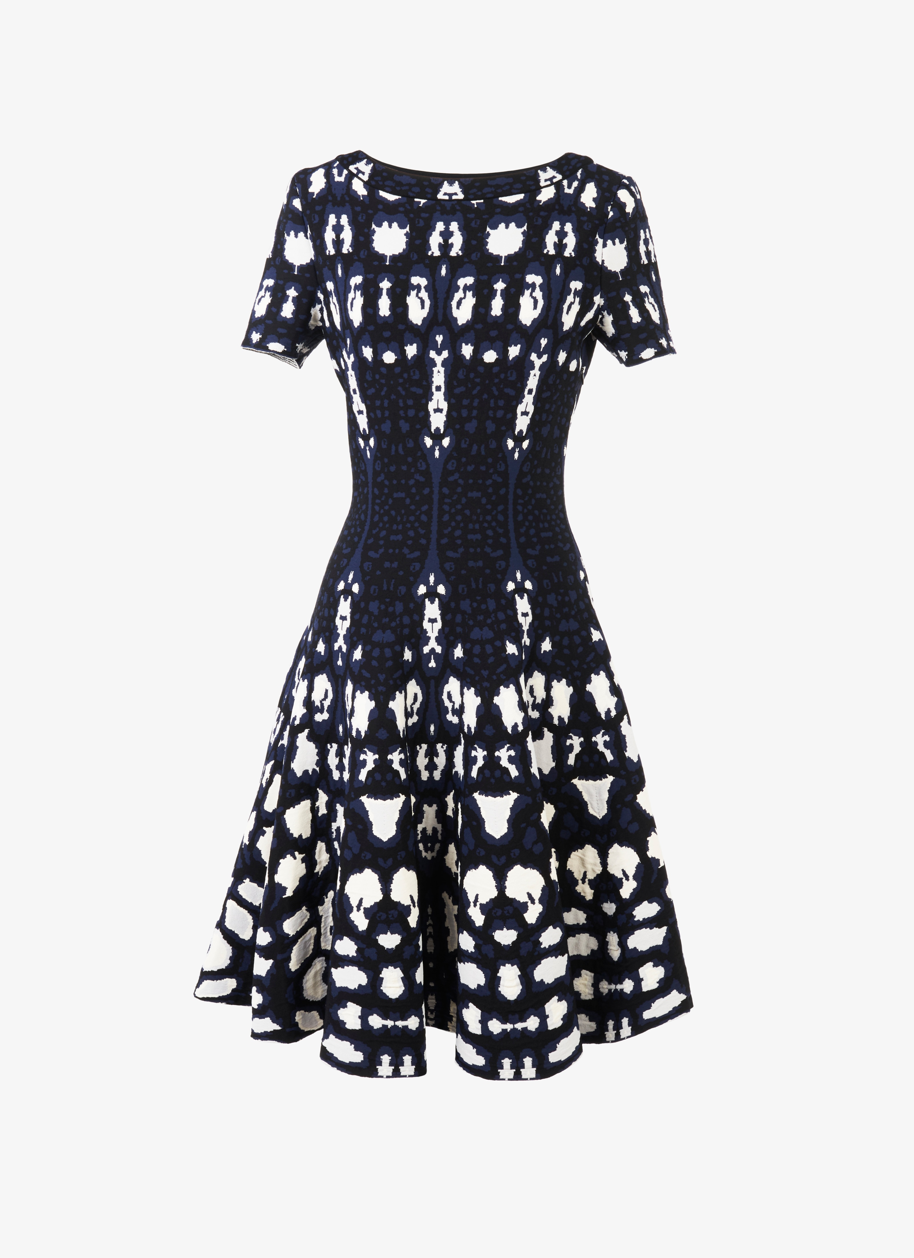 ALAÏA MULTICOLOUR BLUE FLARED DRESS