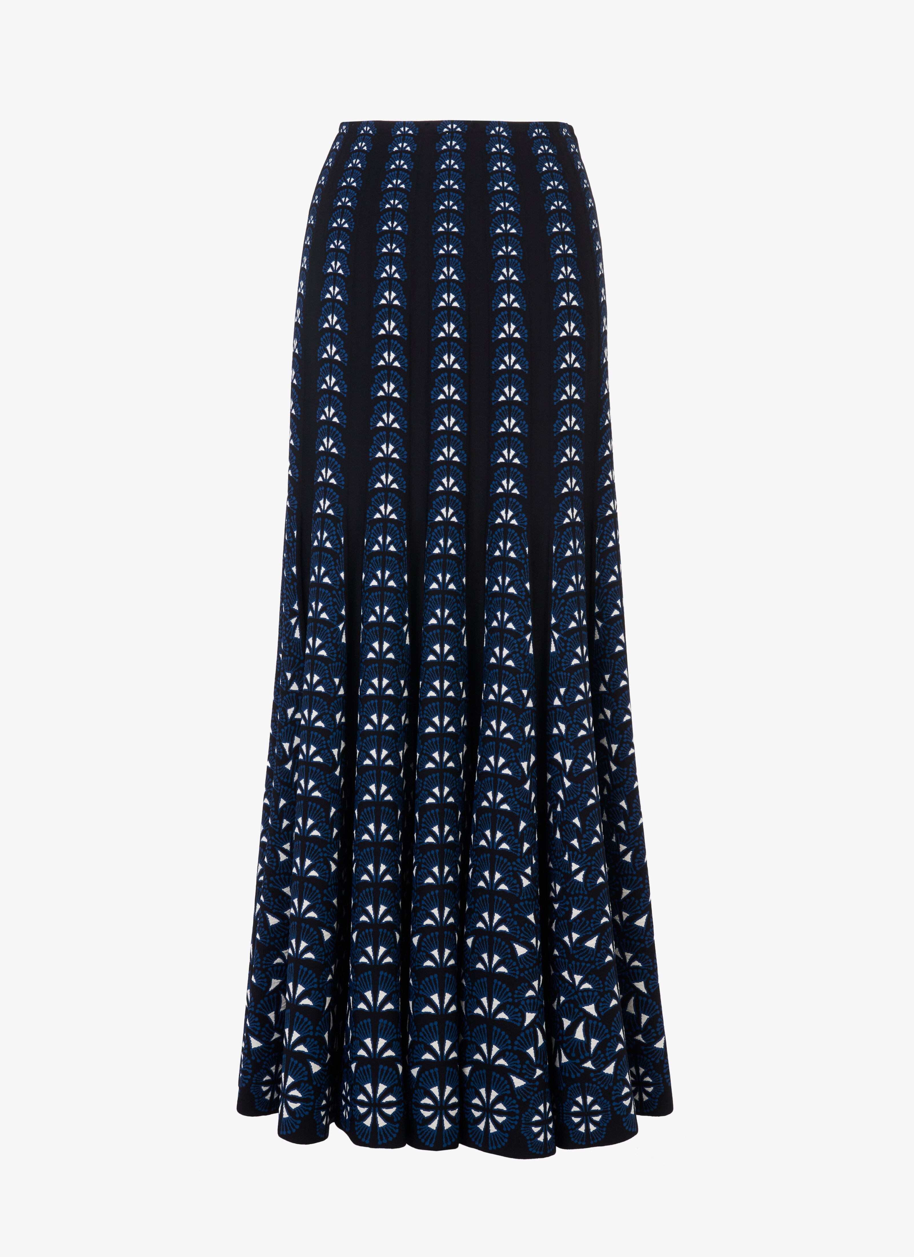 ALAÏA BLACK/BLUE LONG FLOWING SKIRT
