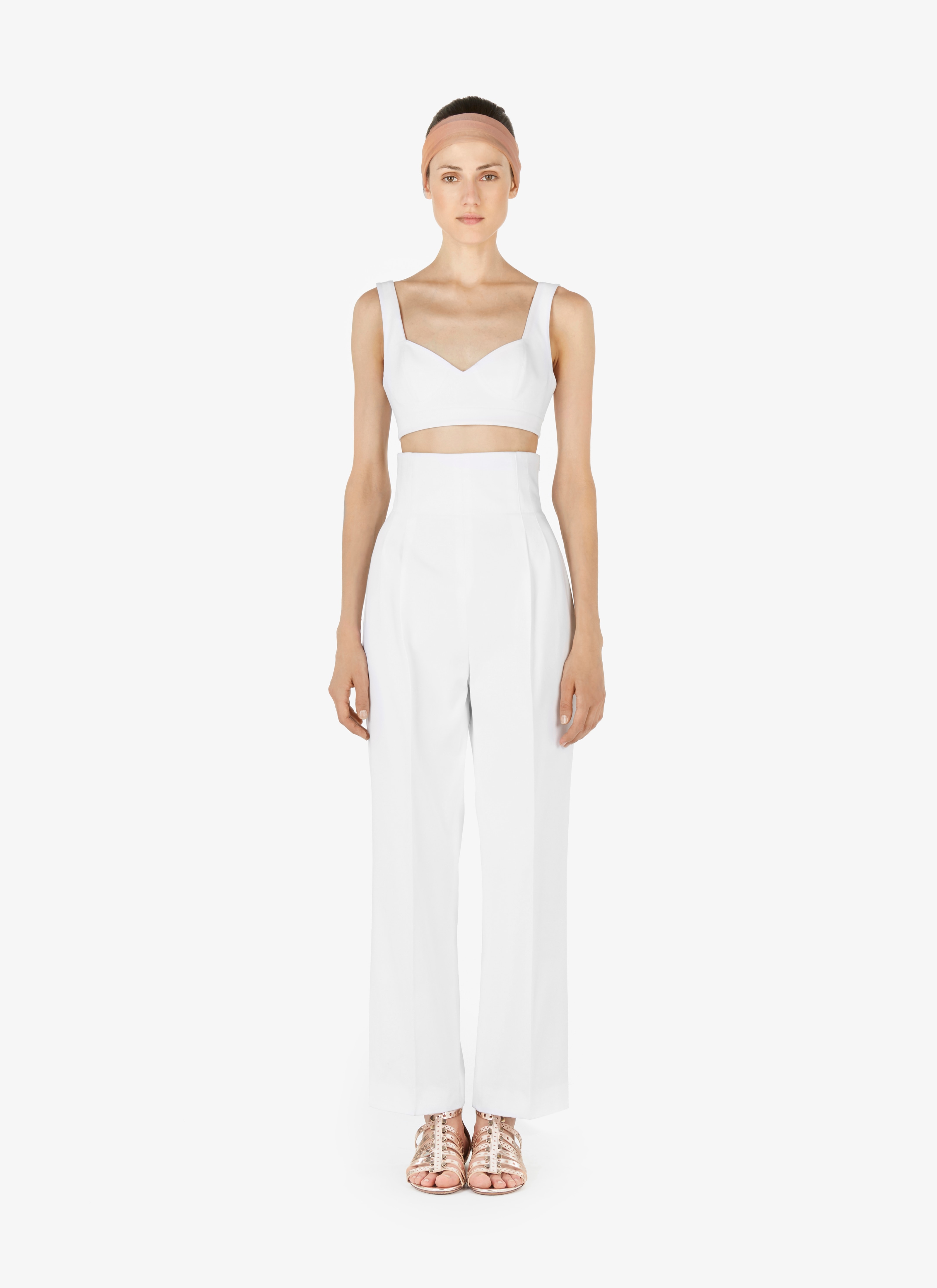 ALAÏA WHITE COTTON BUSTIER TOP