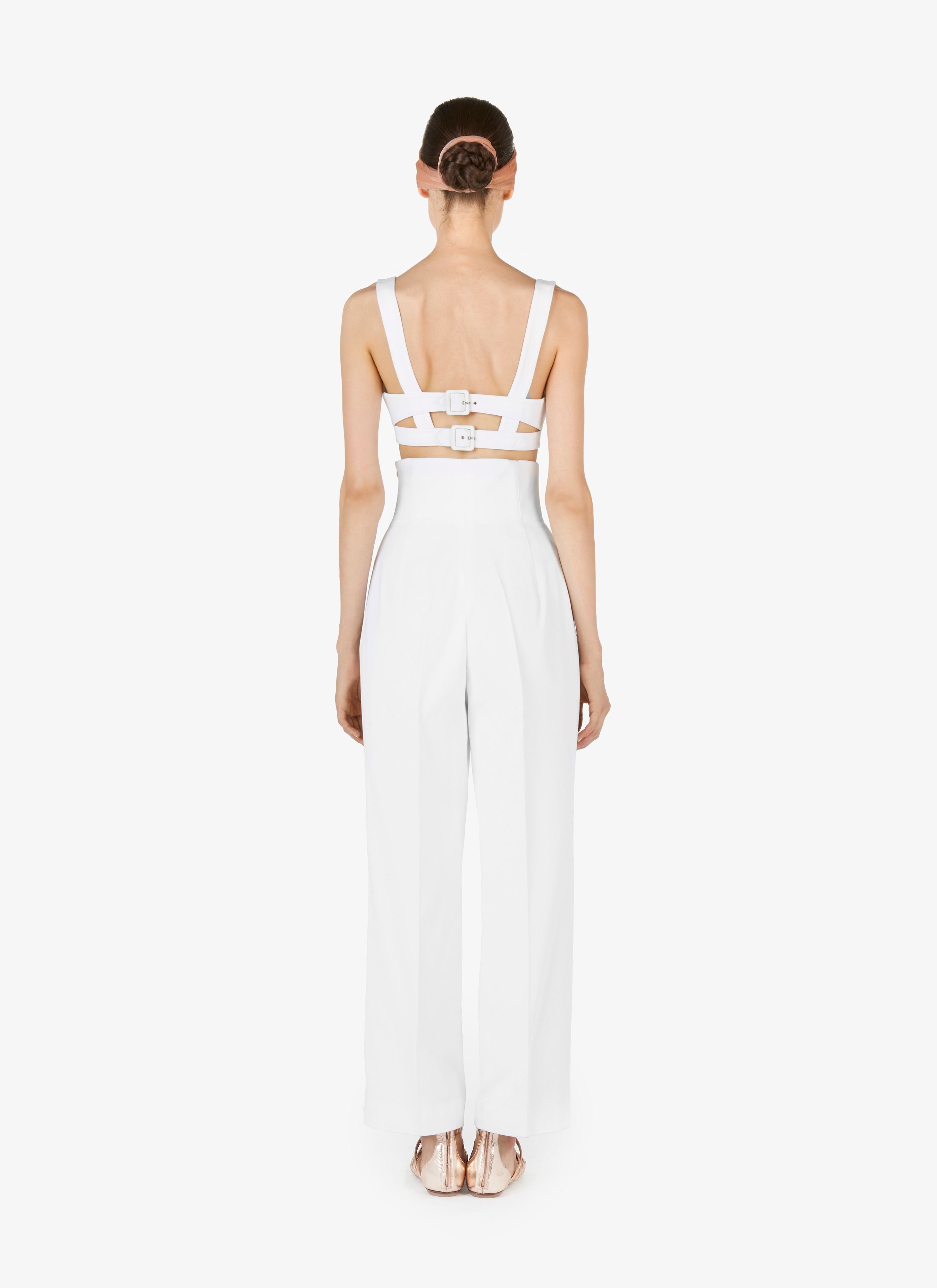 ALAÏA WHITE COTTON BUSTIER TOP
