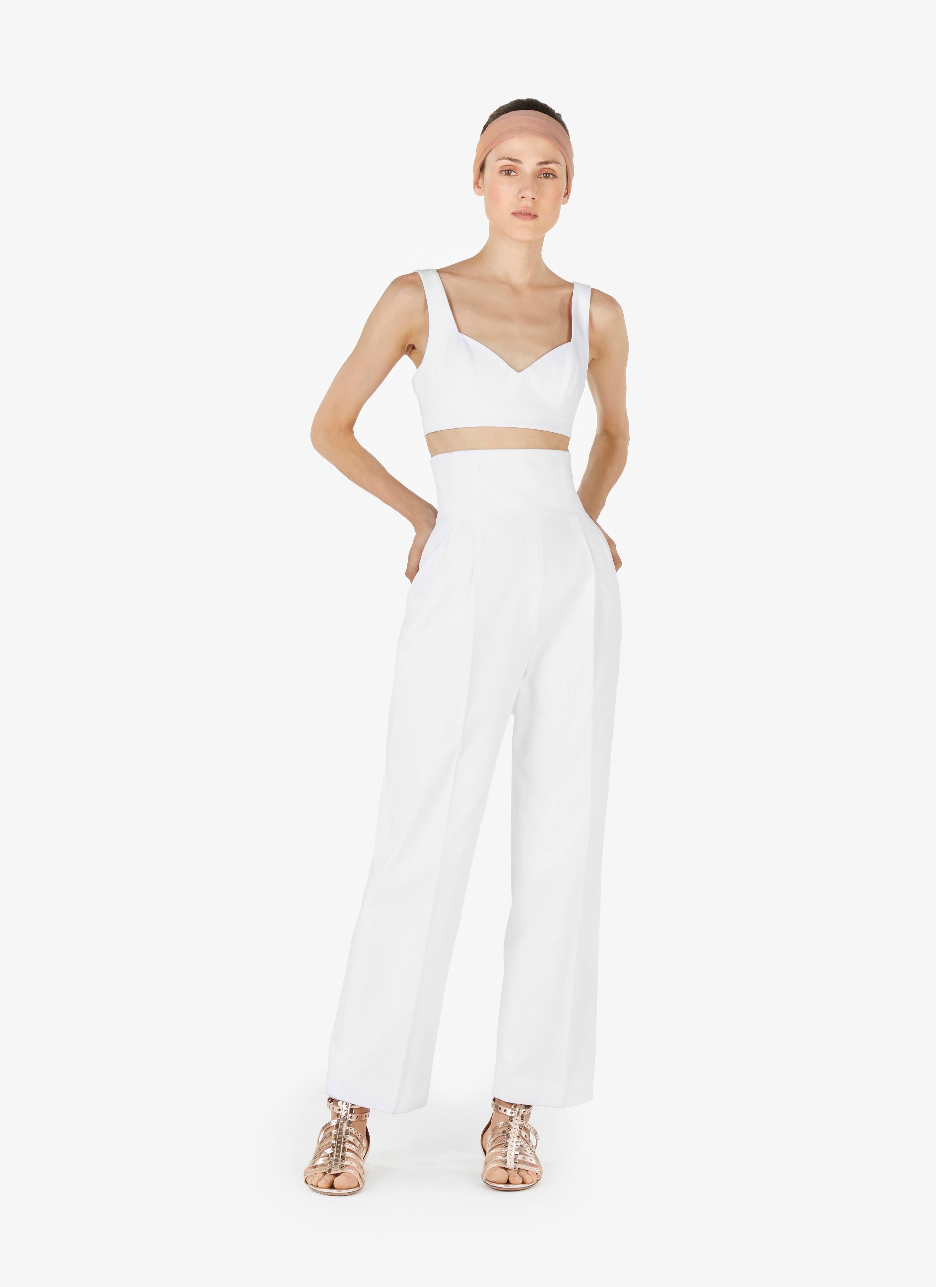 ALAÏA WHITE COTTON BUSTIER TOP