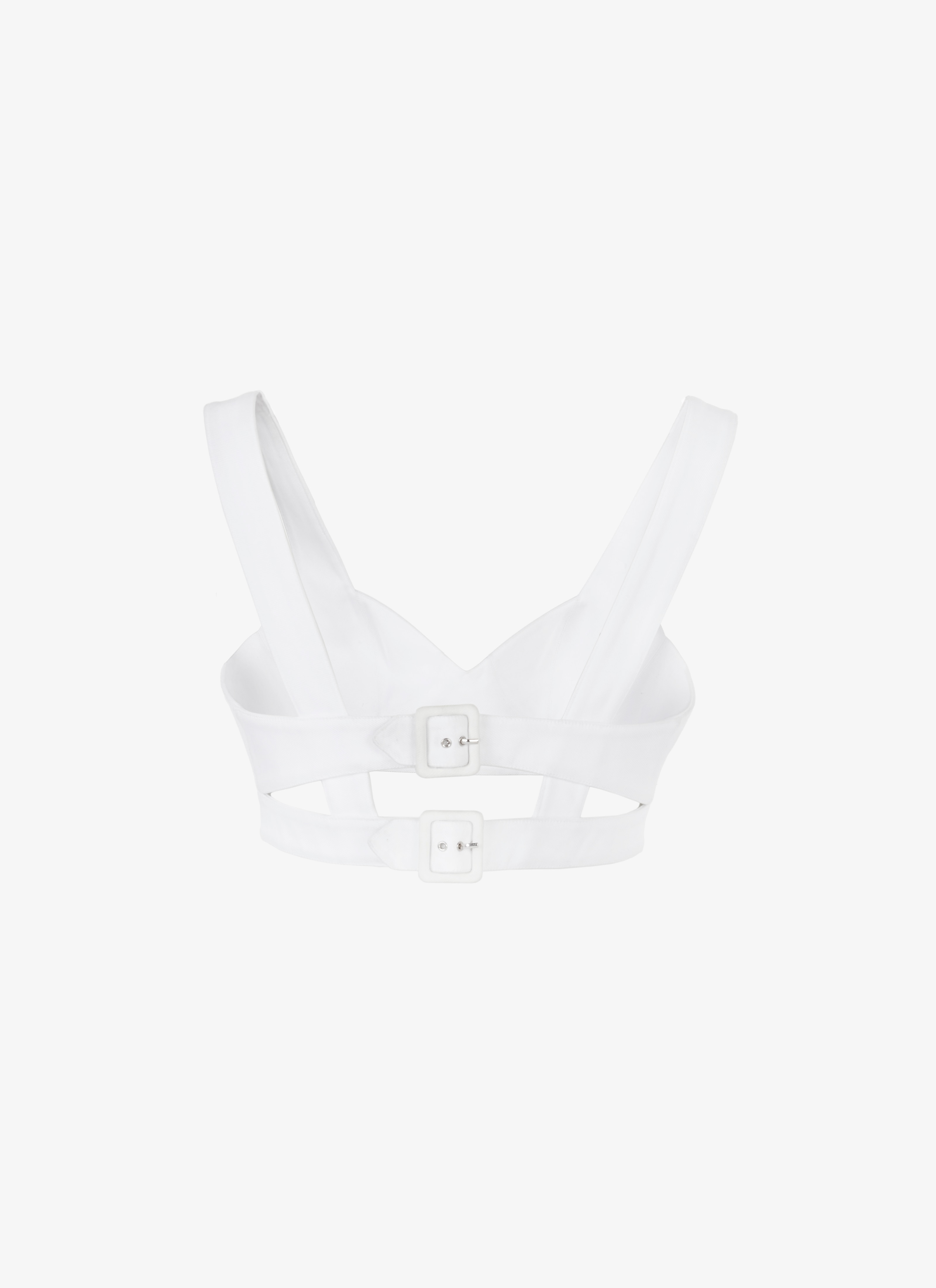 ALAÏA WHITE COTTON BUSTIER TOP