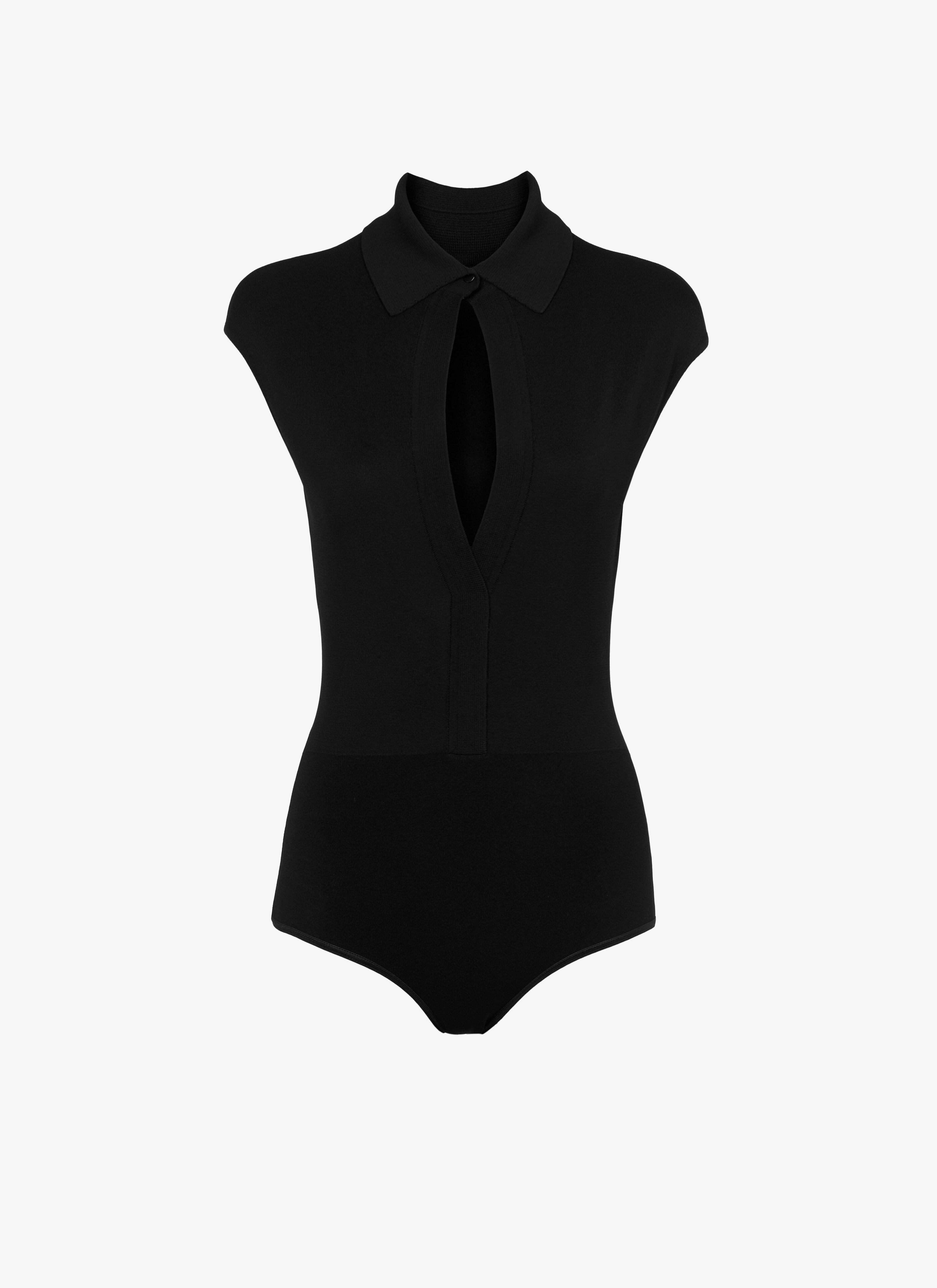 ALAÏA BLACK SHIRT-COLLAR BODYSUIT