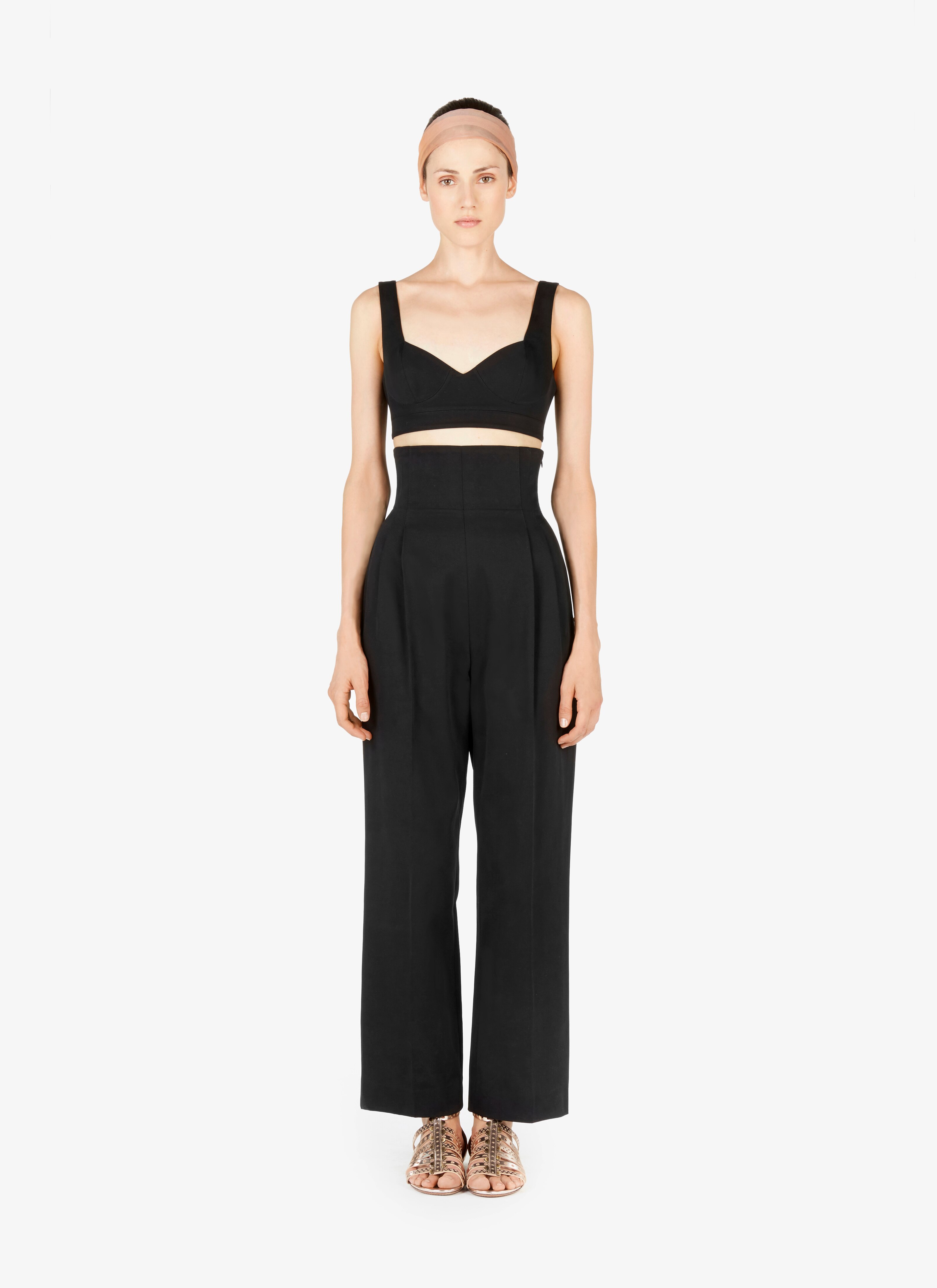 ALAÏA BUSTIER DI COTONE NERO