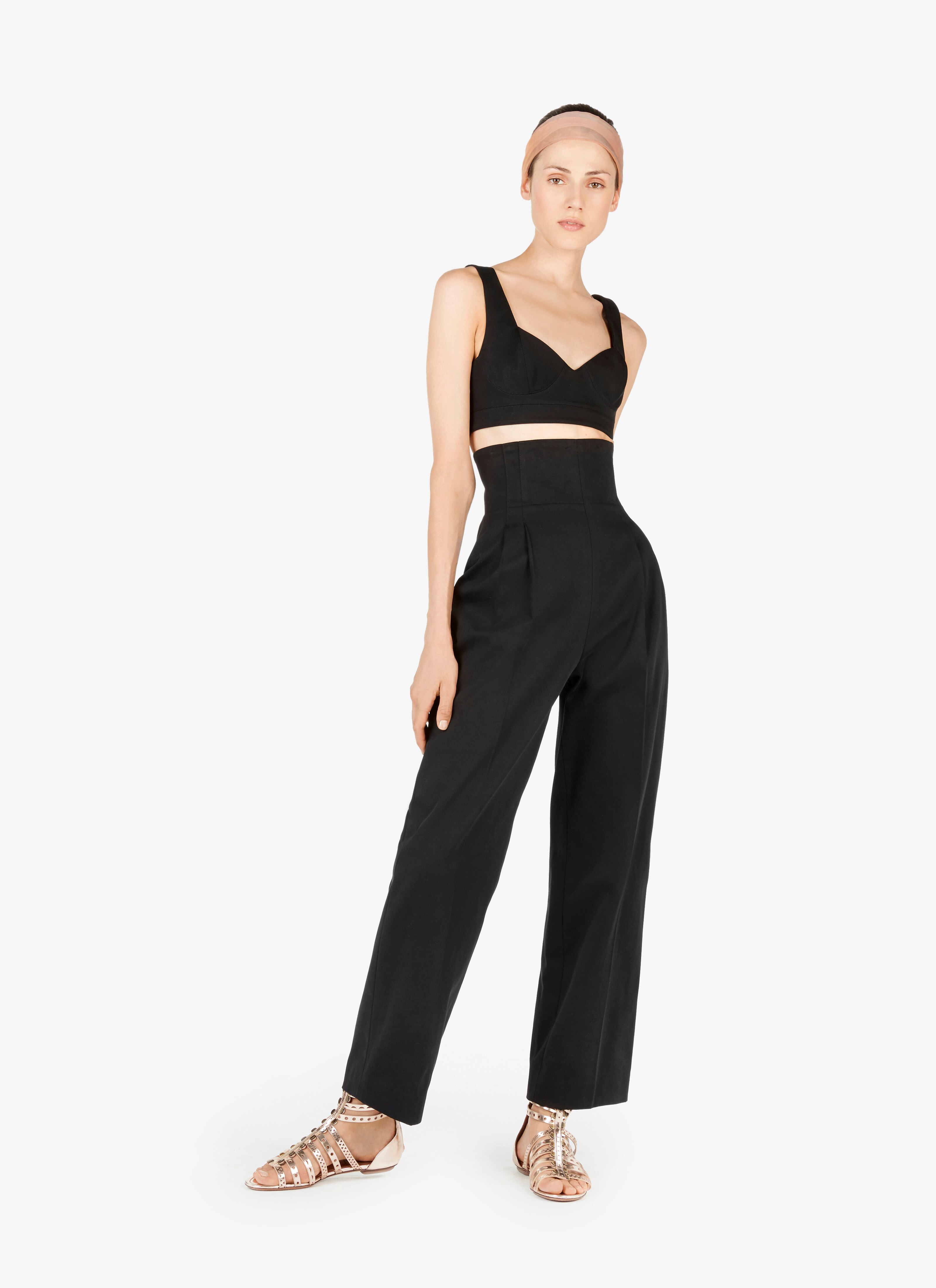 ALAÏA BUSTIER DI COTONE NERO