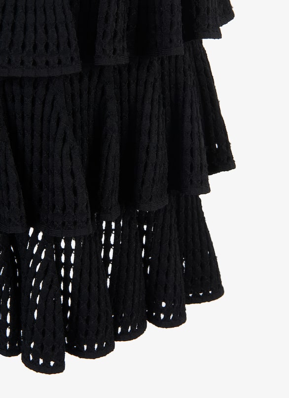 Short Tiered Skirt ALAÏA BLACK SHORT TIERED SKIRT