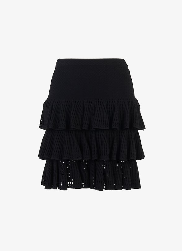 Short Tiered Skirt ALAÏA BLACK SHORT TIERED SKIRT