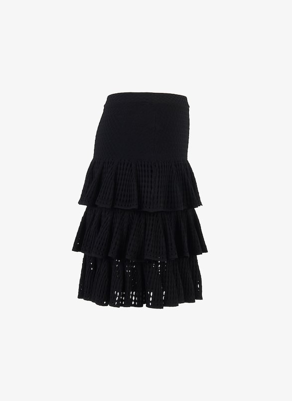 Short Tiered Skirt ALAÏA BLACK SHORT TIERED SKIRT