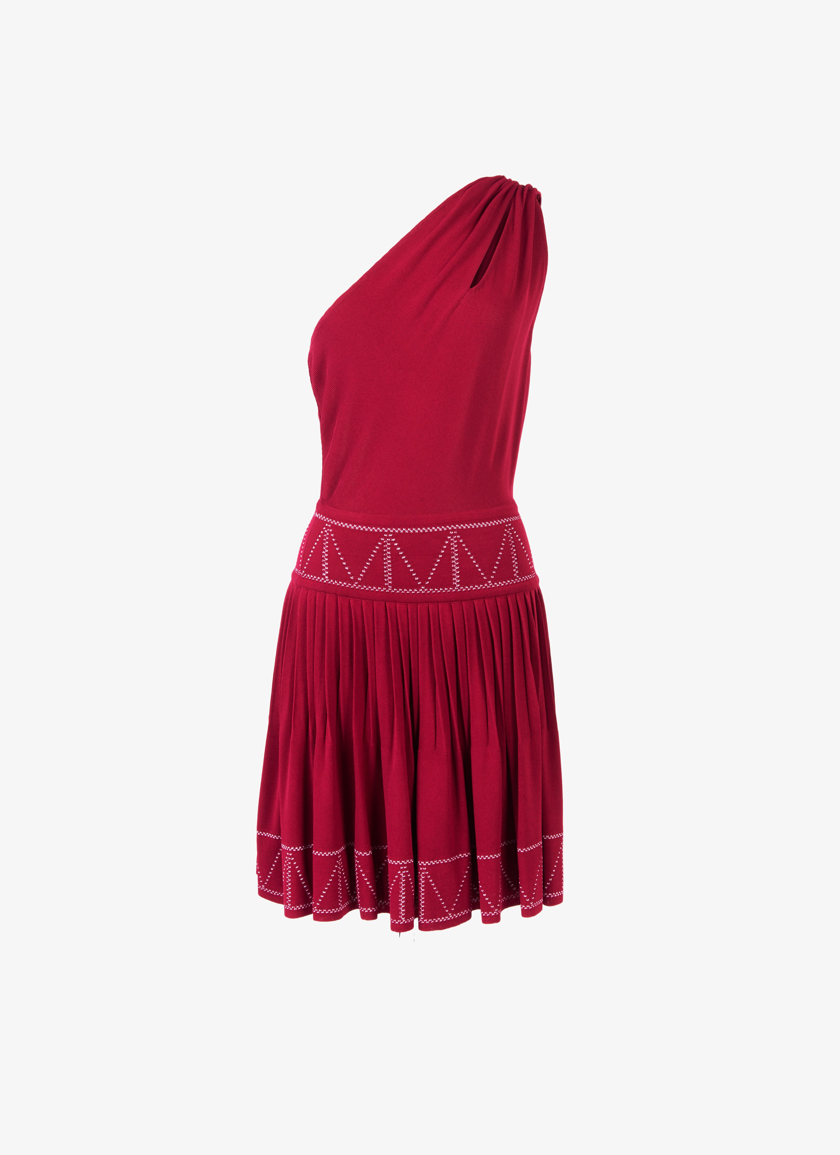 ALAÏA MAGENTA ASYMMETRICAL MINI DRESS 