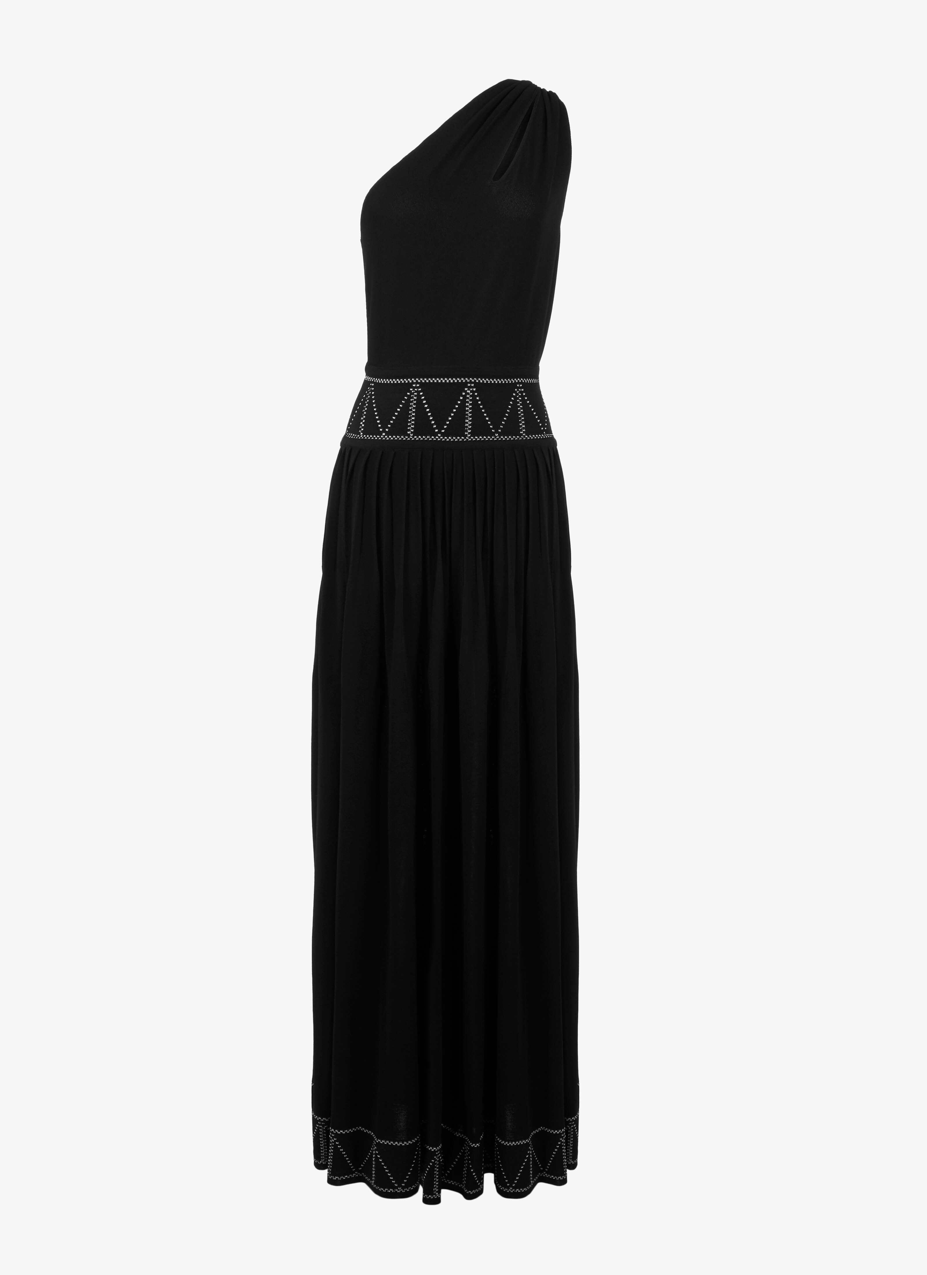 ALAÏA BLACK ASYMMETRICAL LONG DRESS 