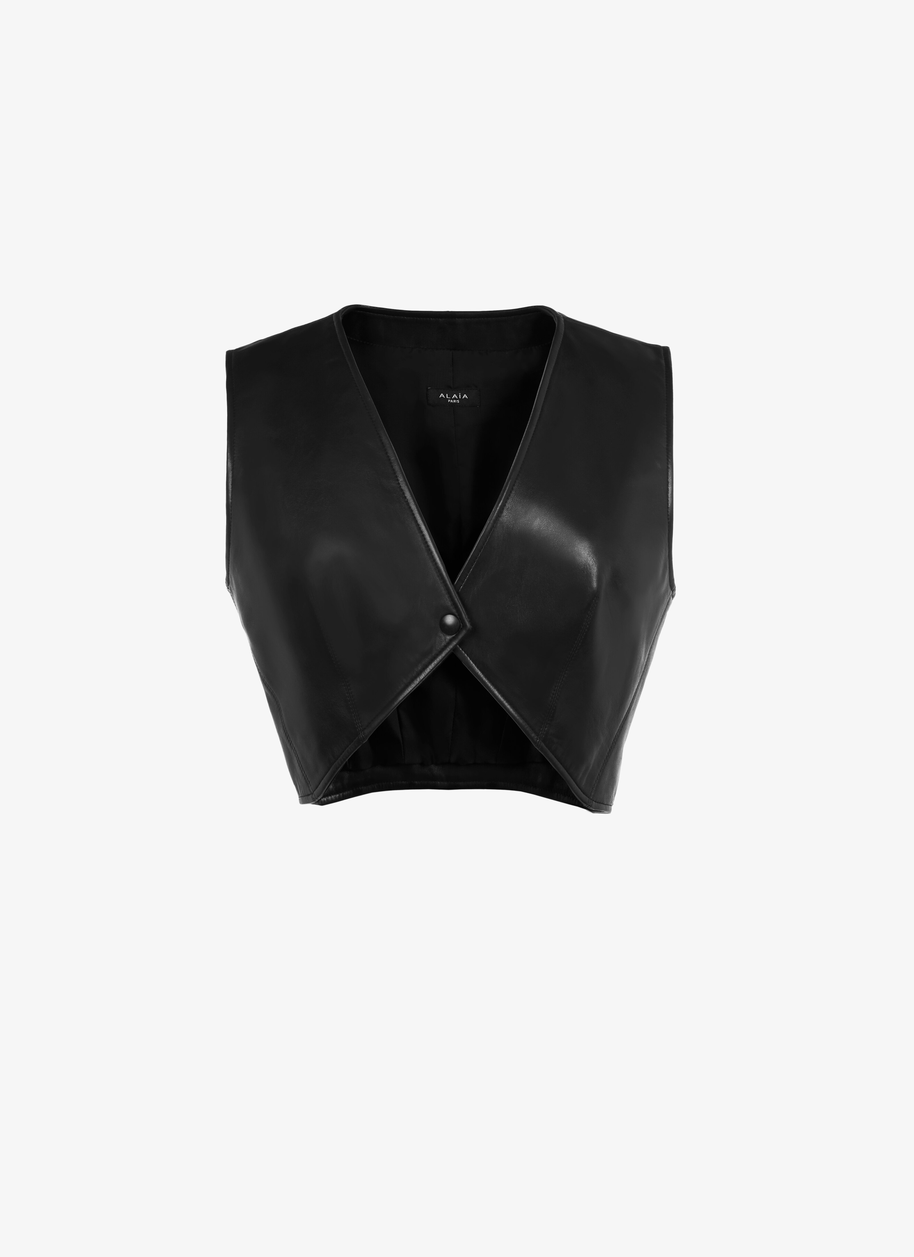 ALAÏA BLACK GEOMETRIC LAMBSKIN VEST