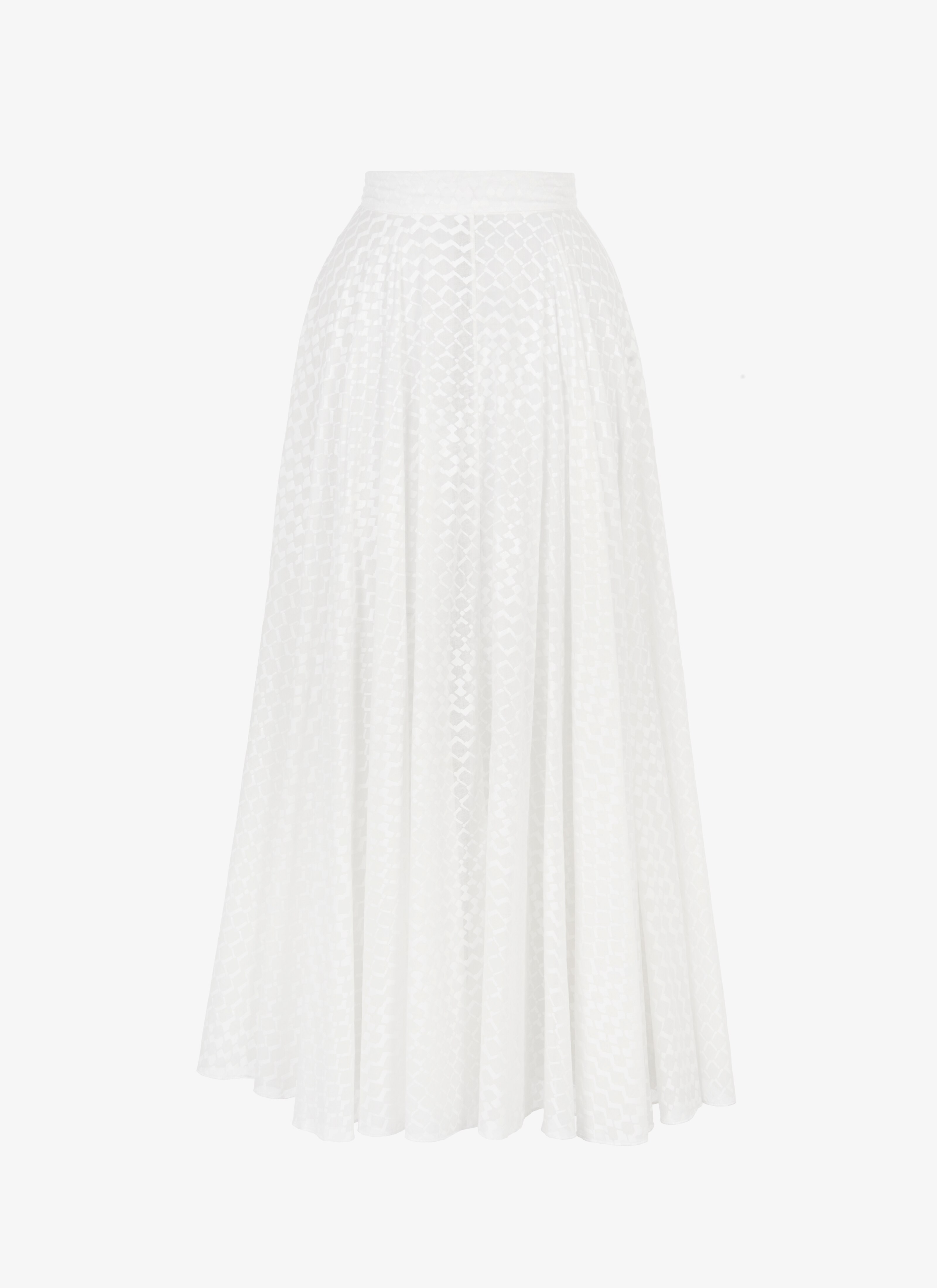ALAÏA WHITE FLOWING COTTON VOILE SKIRT
