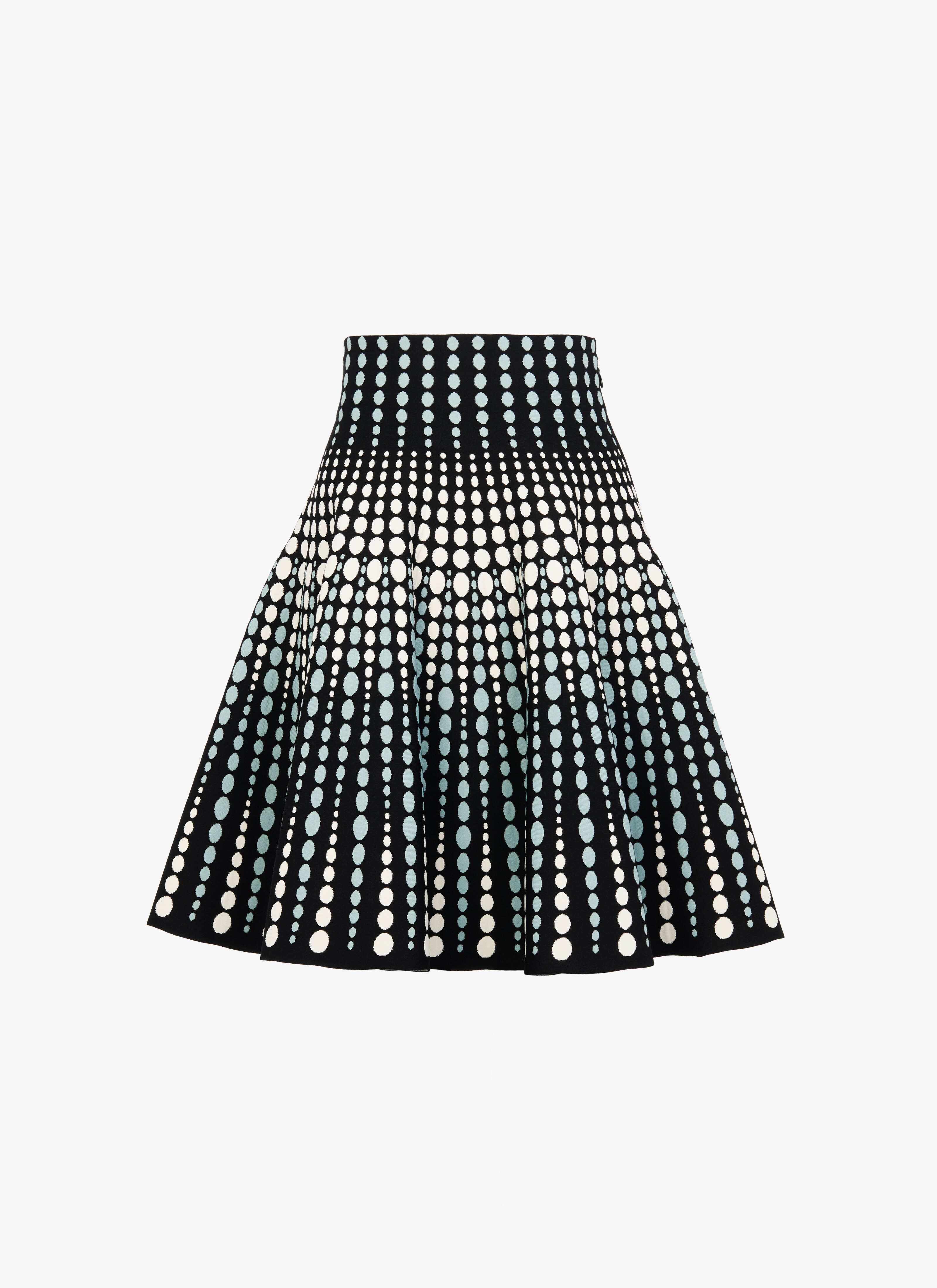 ALAÏA BLACK/BLUE FLARED MESH SKIRT
