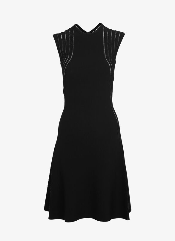 Flowy Short Mesh Skirt With Openwork ALAÏA BLACK FLOWY SHORT MESH SKIRT WITH OPENWORK