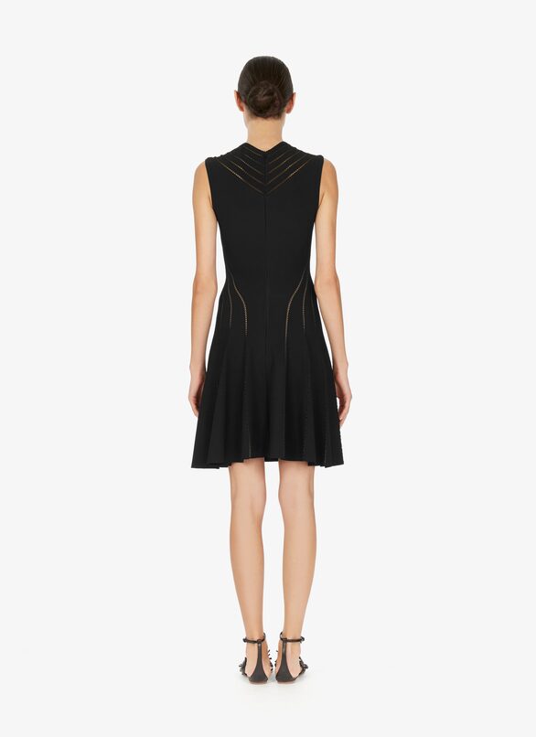 Flowy Short Mesh Skirt With Openwork ALAÏA BLACK FLOWY SHORT MESH SKIRT WITH OPENWORK