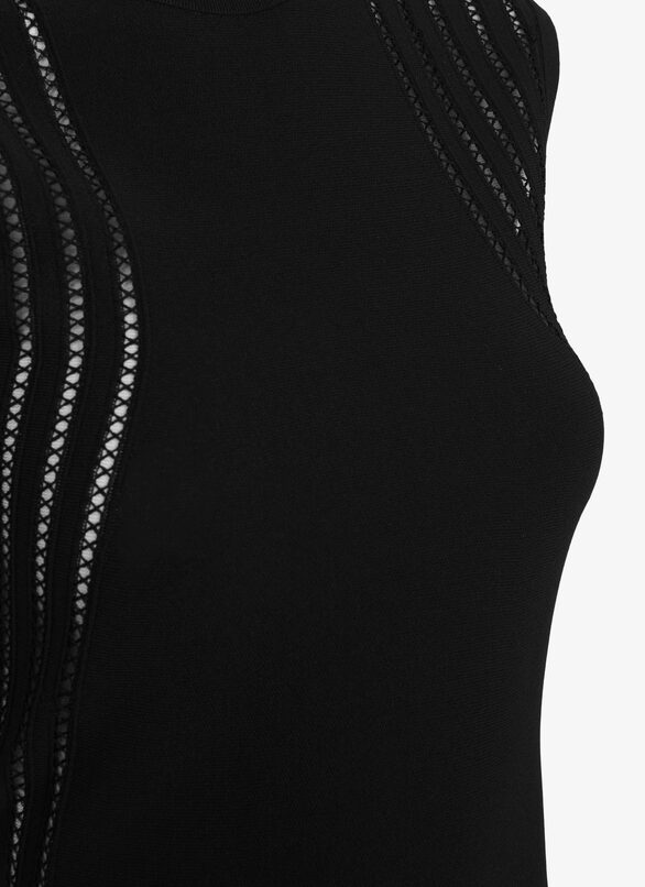 Flowy Short Mesh Skirt With Openwork ALAÏA BLACK FLOWY SHORT MESH SKIRT WITH OPENWORK