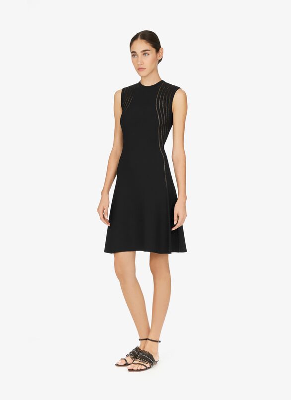 Flowy Short Mesh Skirt With Openwork ALAÏA BLACK FLOWY SHORT MESH SKIRT WITH OPENWORK