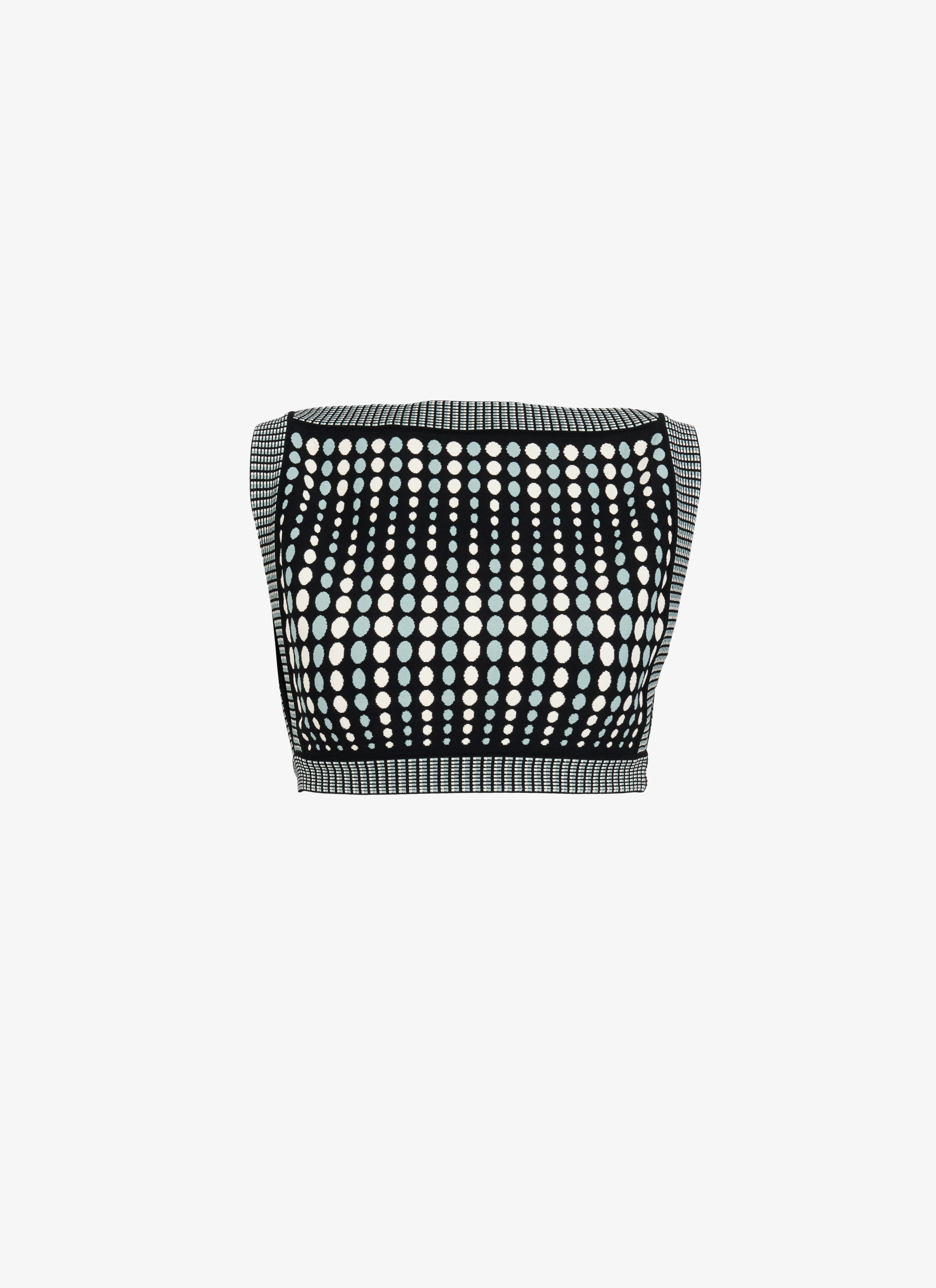 ALAÏA BLACK/BLUE SHORT POLKA-DOT TOP