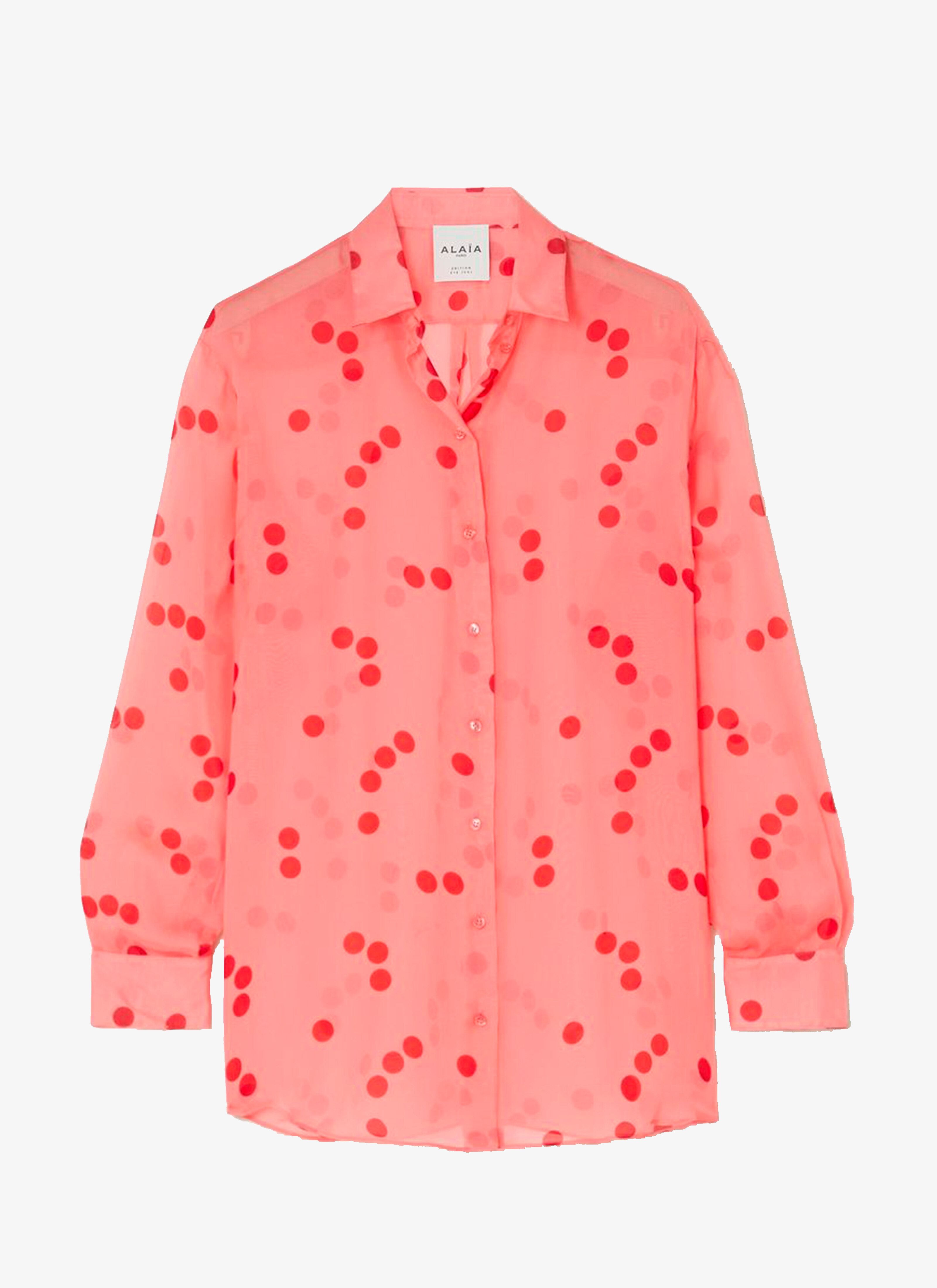 ALAÏA PINK/RED ALAÏA EDITION 1991 SILK POLKA-DOT SHIRT