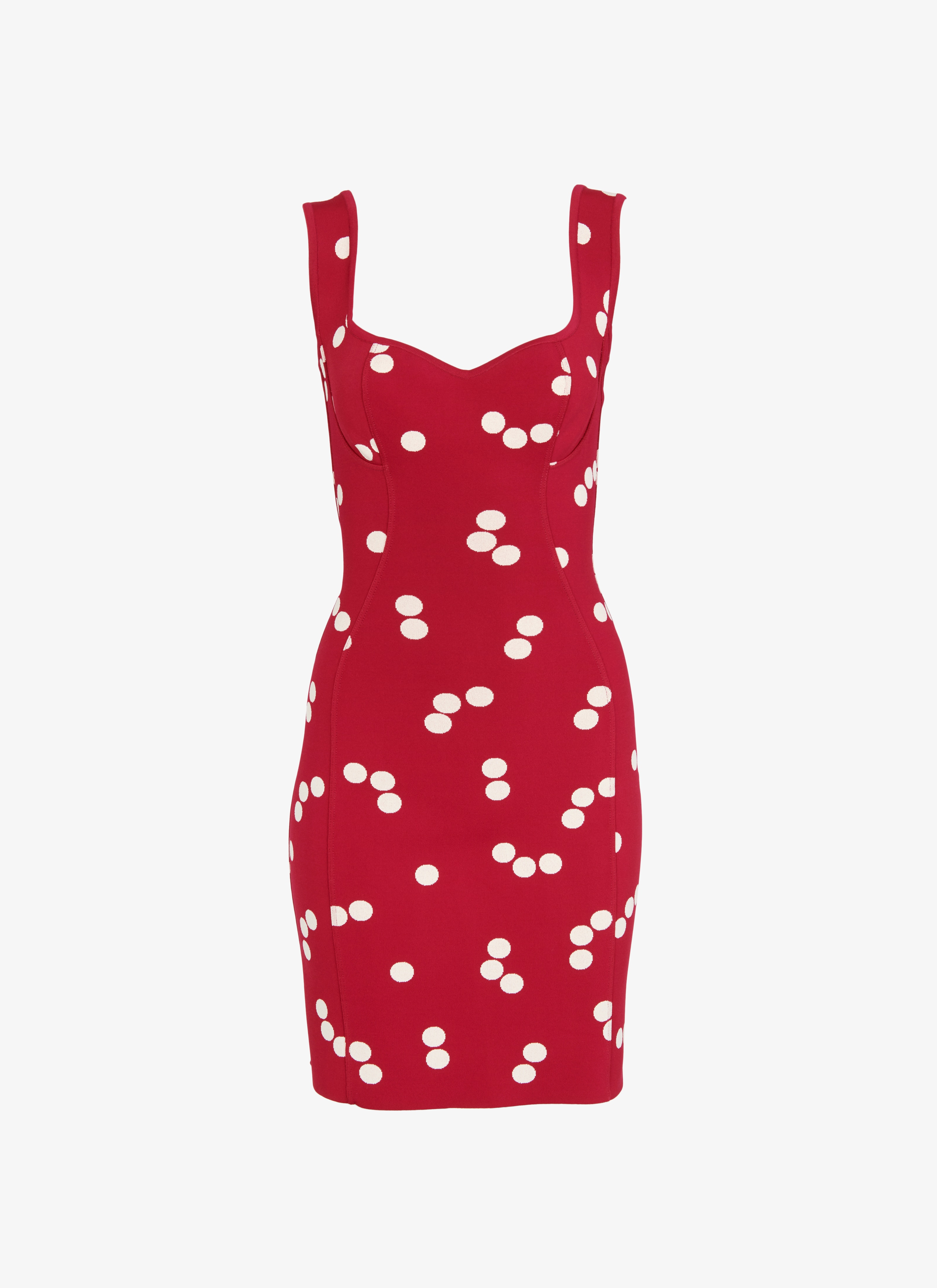 red and white polka dress