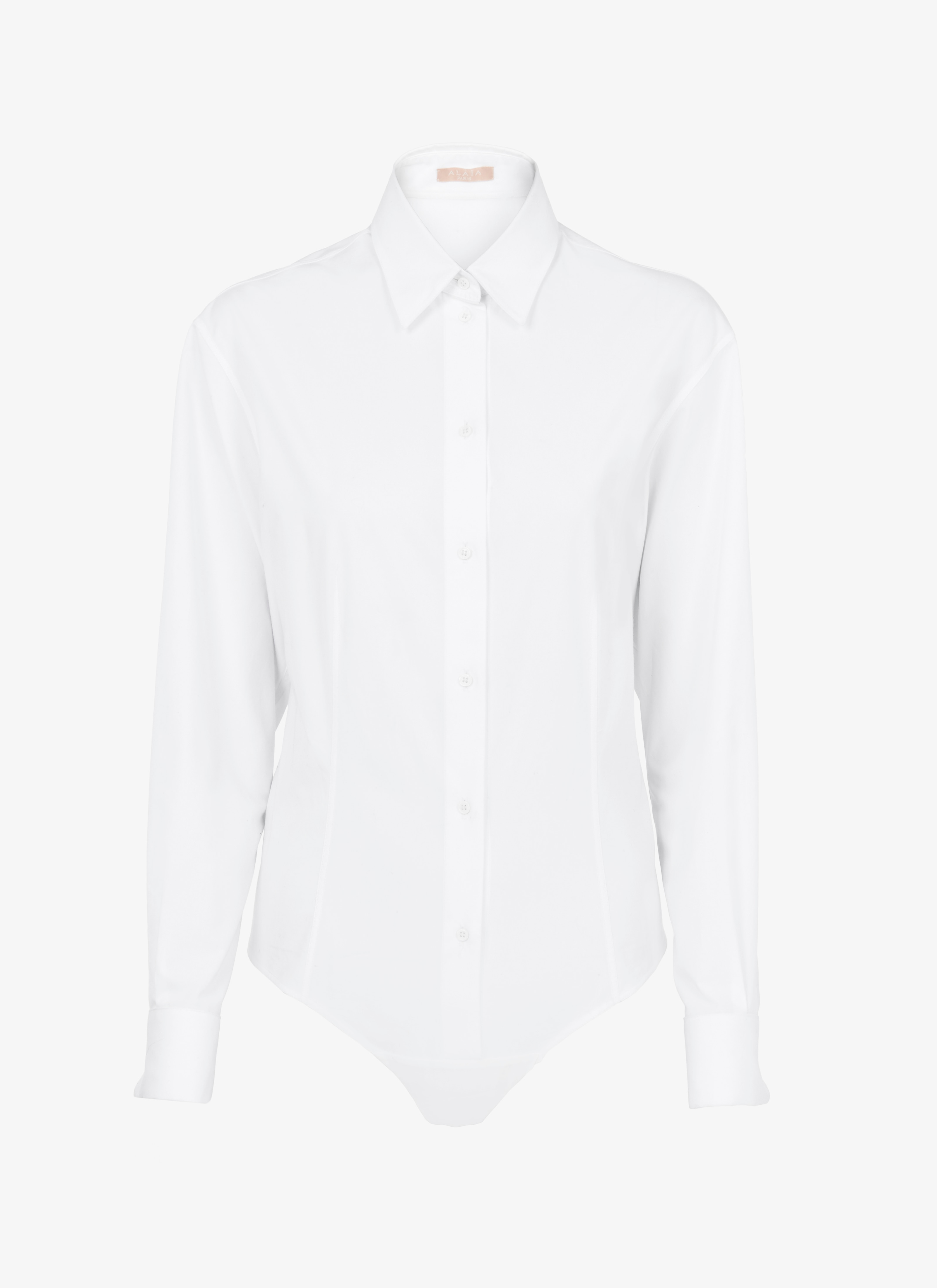ALAÏA WHITE LIGHTWEIGHT POPLIN BODYSUIT SHIRT